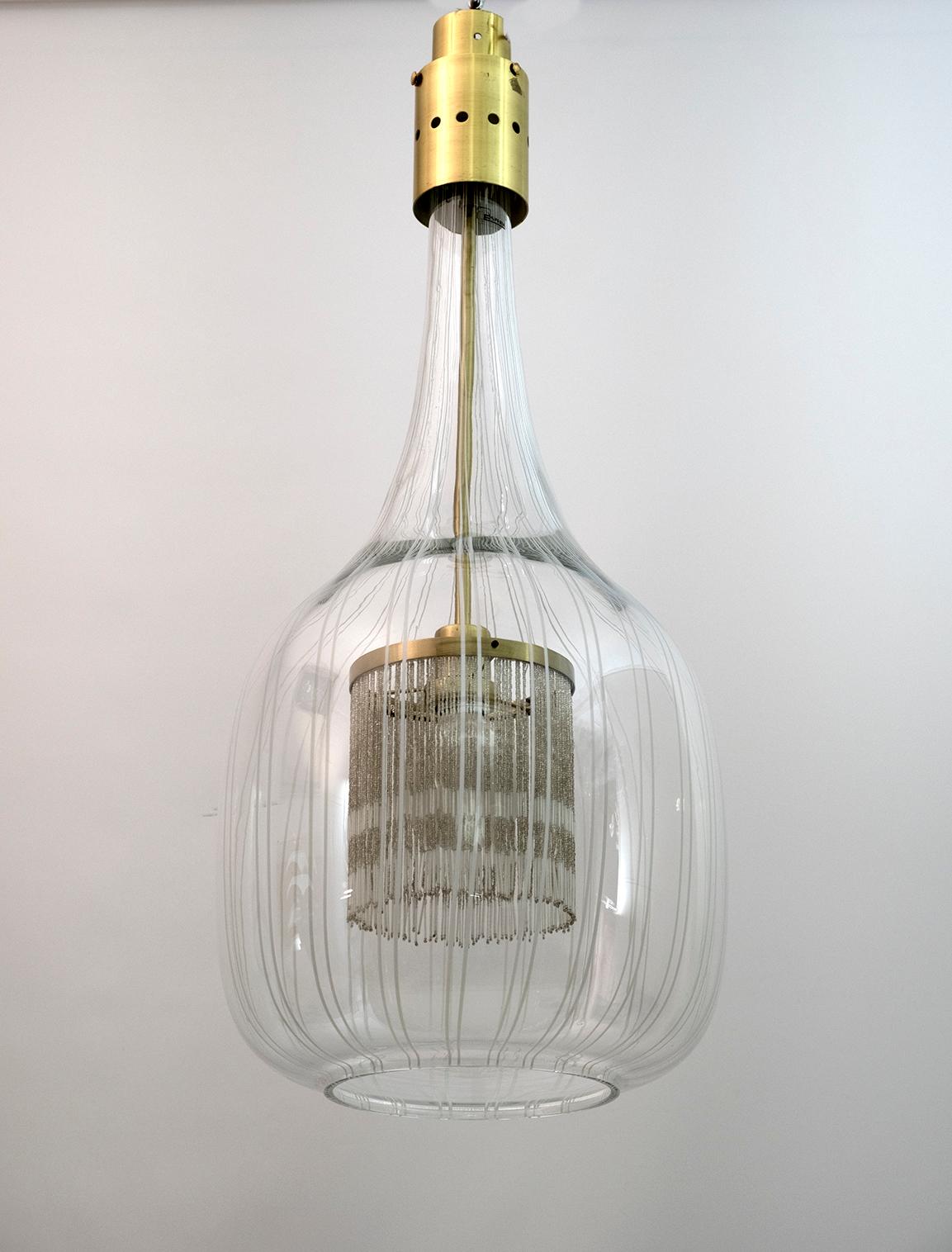 Angelo Brotto Mid-Century Modern Murano Glass Pendant Chandelier by Esperia, 70s In Good Condition In Puglia, Puglia