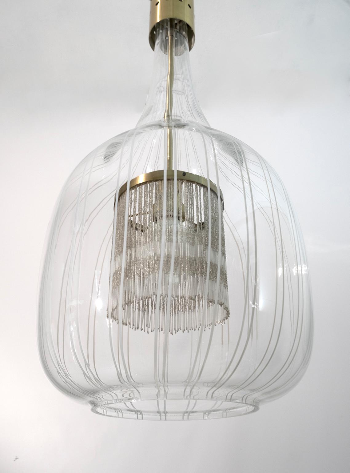 Angelo Brotto Mid-Century Modern Murano Glass Pendant Chandelier by Esperia, 70s 3