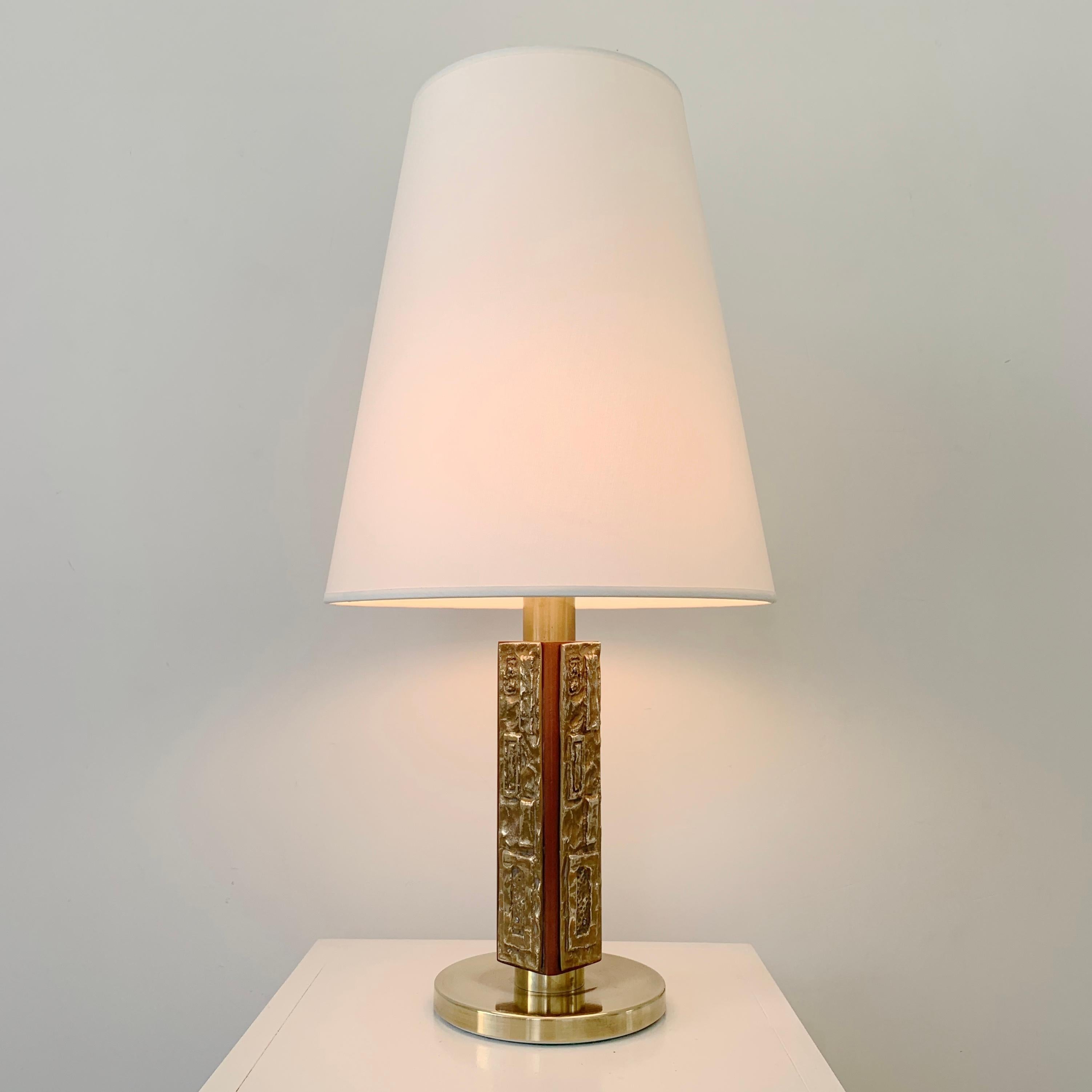 Angelo Brotto Pair of Bronze Table Lamps, circa 1970, Italy 2