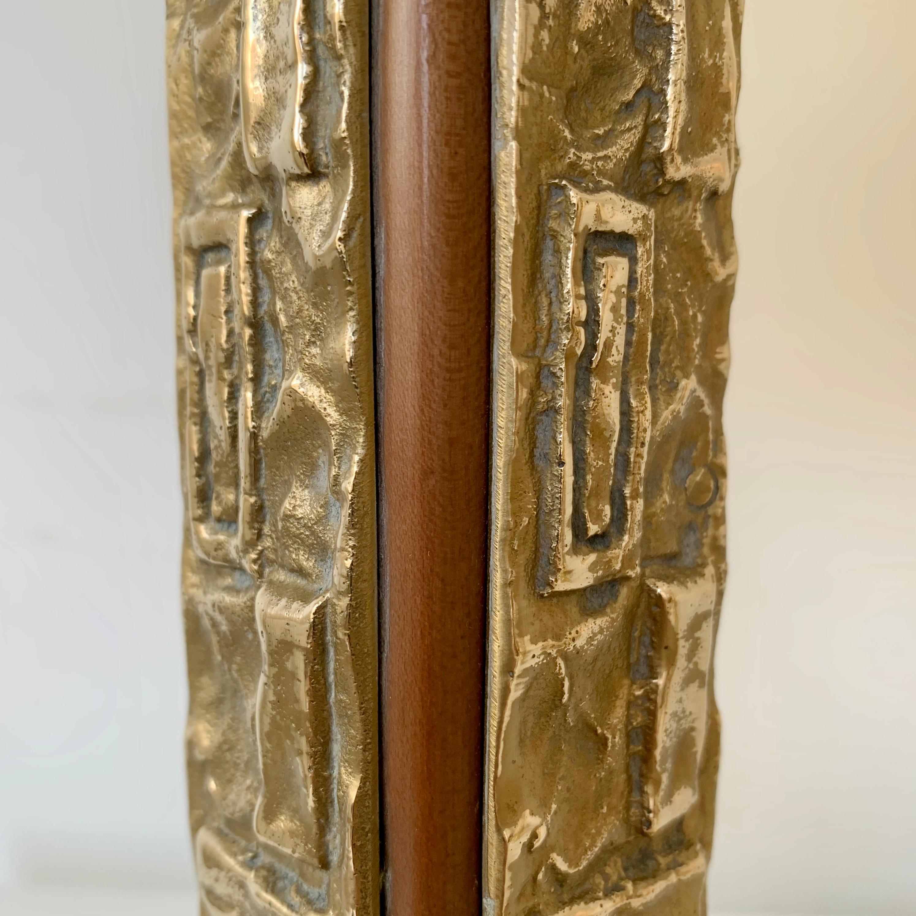 Angelo Brotto Pair of Bronze Table Lamps, circa 1970, Italy 4
