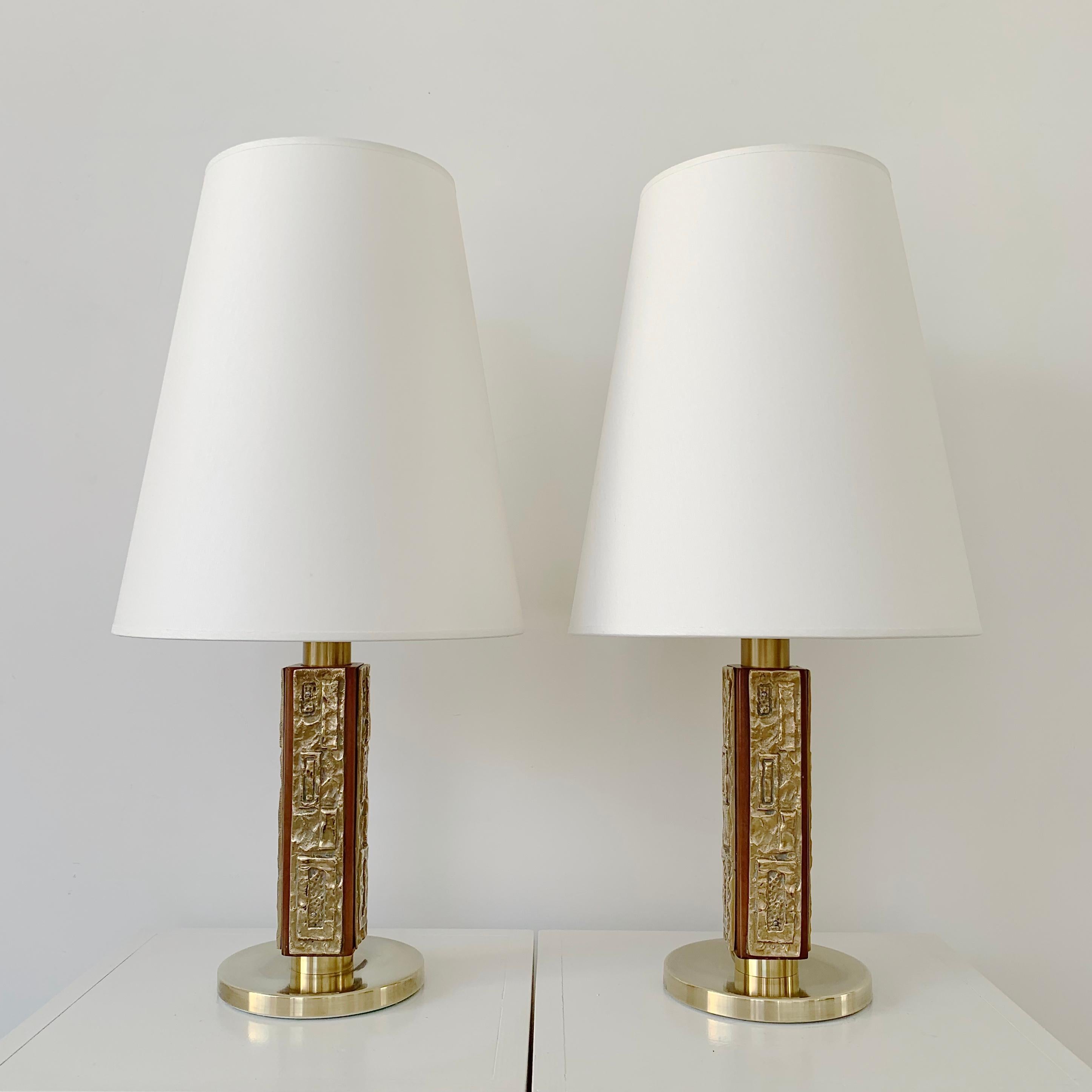 Angelo Brotto Pair of Bronze Table Lamps, circa 1970, Italy 9