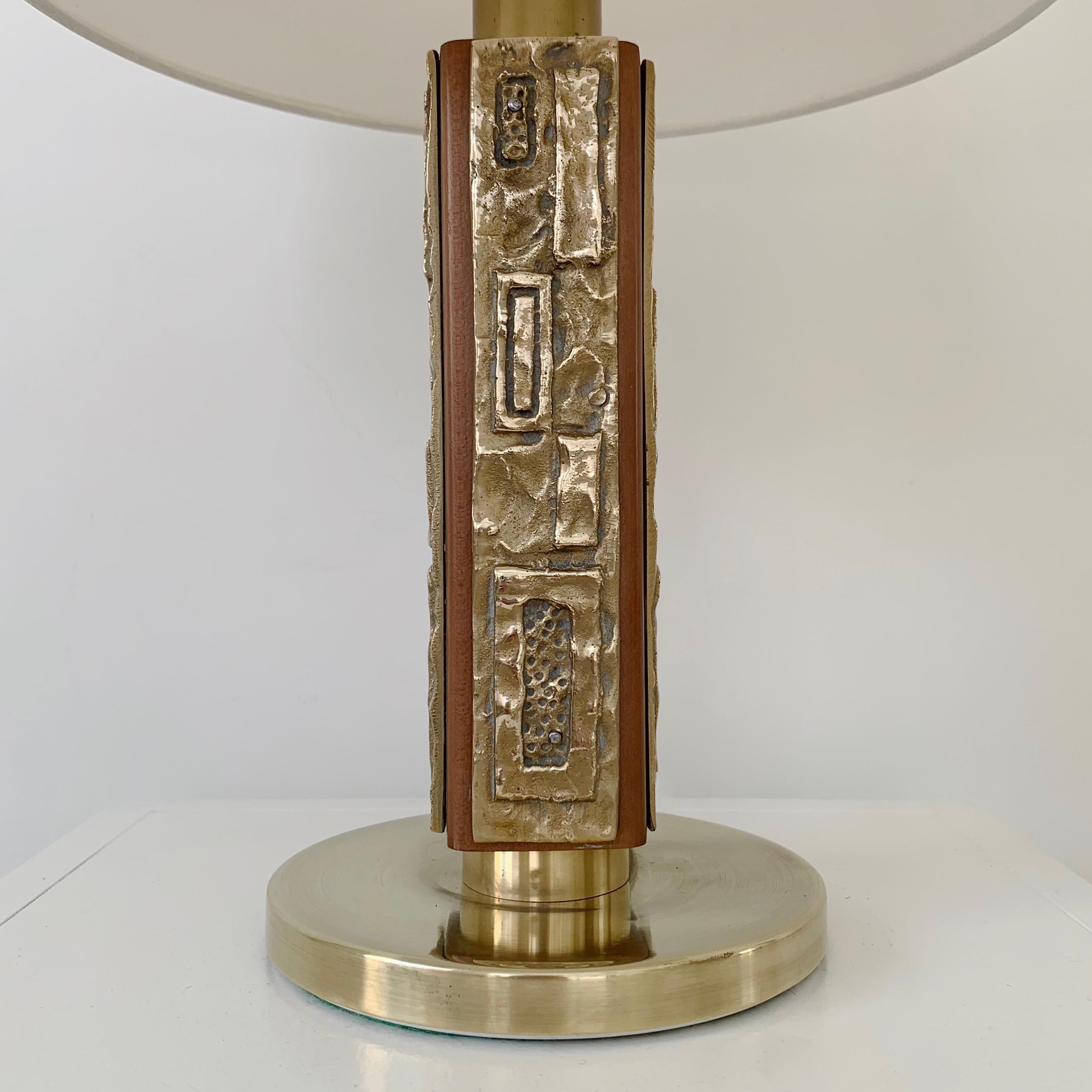 Angelo Brotto Pair of Bronze Table Lamps, circa 1970, Italy In Good Condition In Brussels, BE