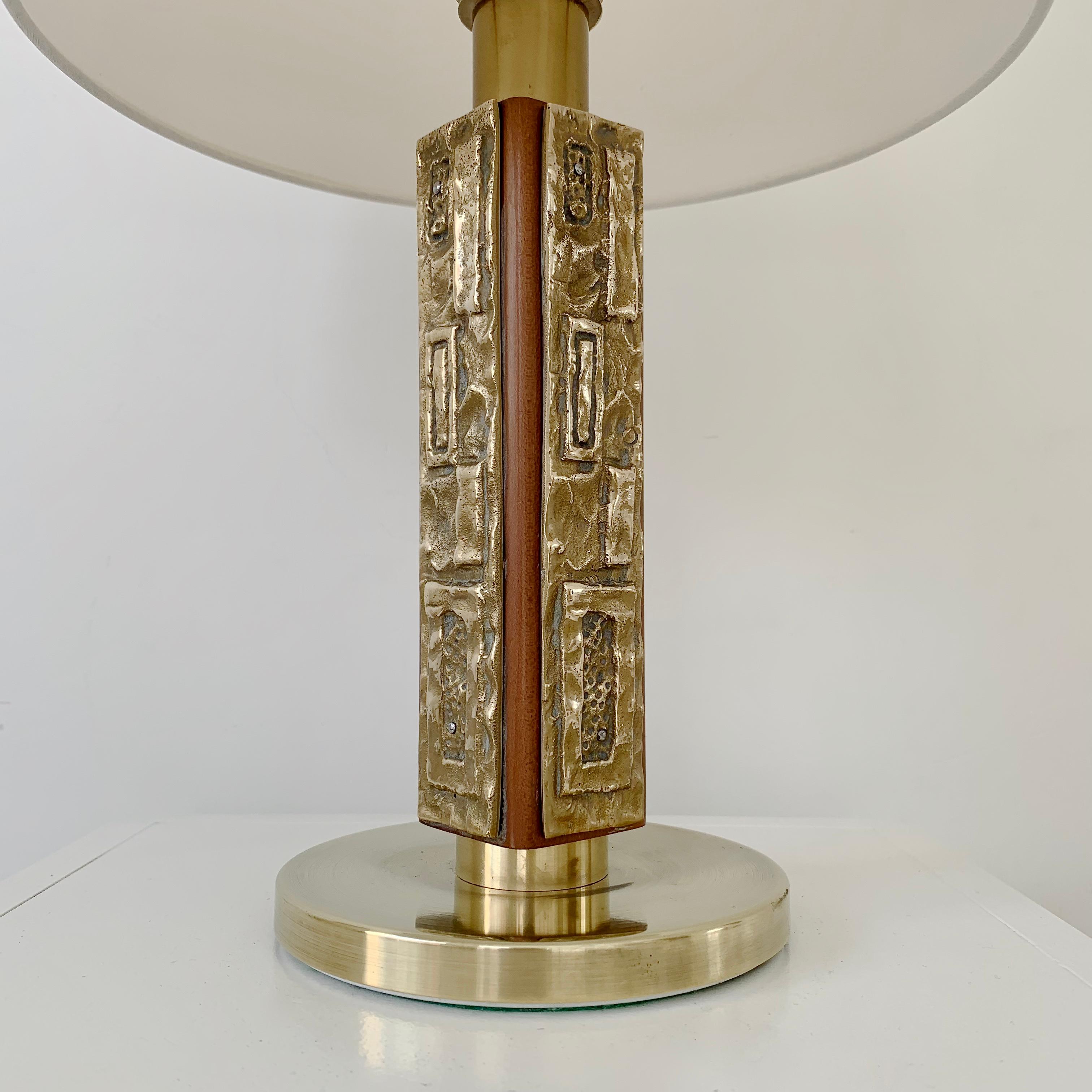 Late 20th Century Angelo Brotto Pair of Bronze Table Lamps, circa 1970, Italy