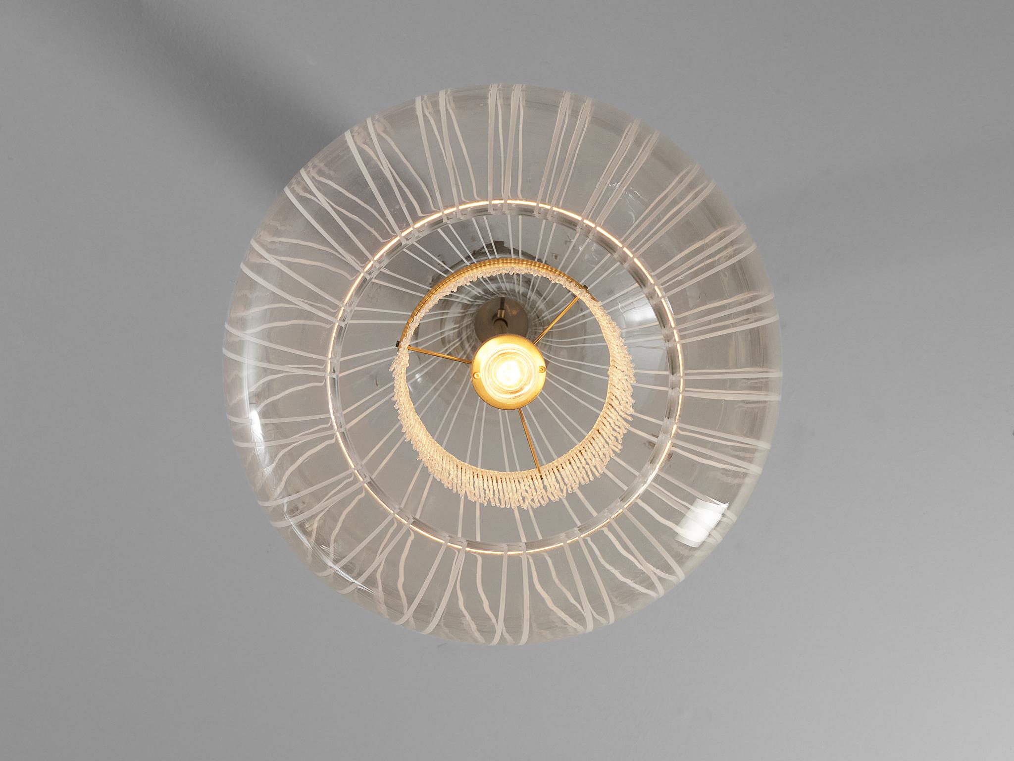 Brass Angelo Brotto Pendant in Murano Glass For Sale