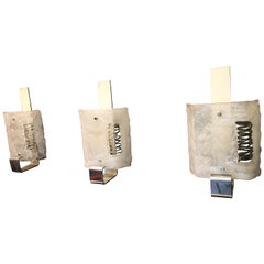 Angelo Brotto Pulegoso Glass and Metal Sconces Labelled by Esperia, Italy, 1970s