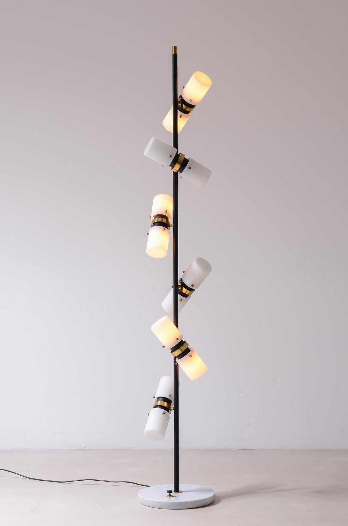 Angelo Brotto Lámpara de pie rara de 12 luces Moderno de mediados de siglo en venta