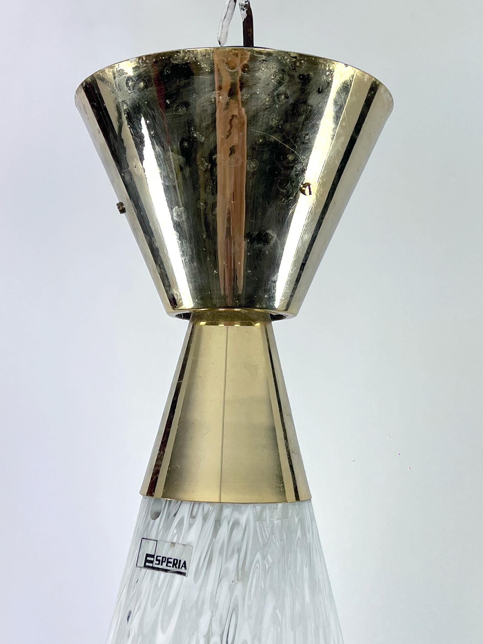 Angelo Brotto, Raro Grande lampadario in vetro di Murano e ottone di Esperia, Italia 19 in vendita 3