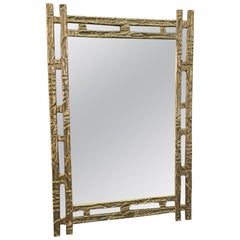 Angelo Brotto Specchio scultoreo in ottone, Italia, anni '70