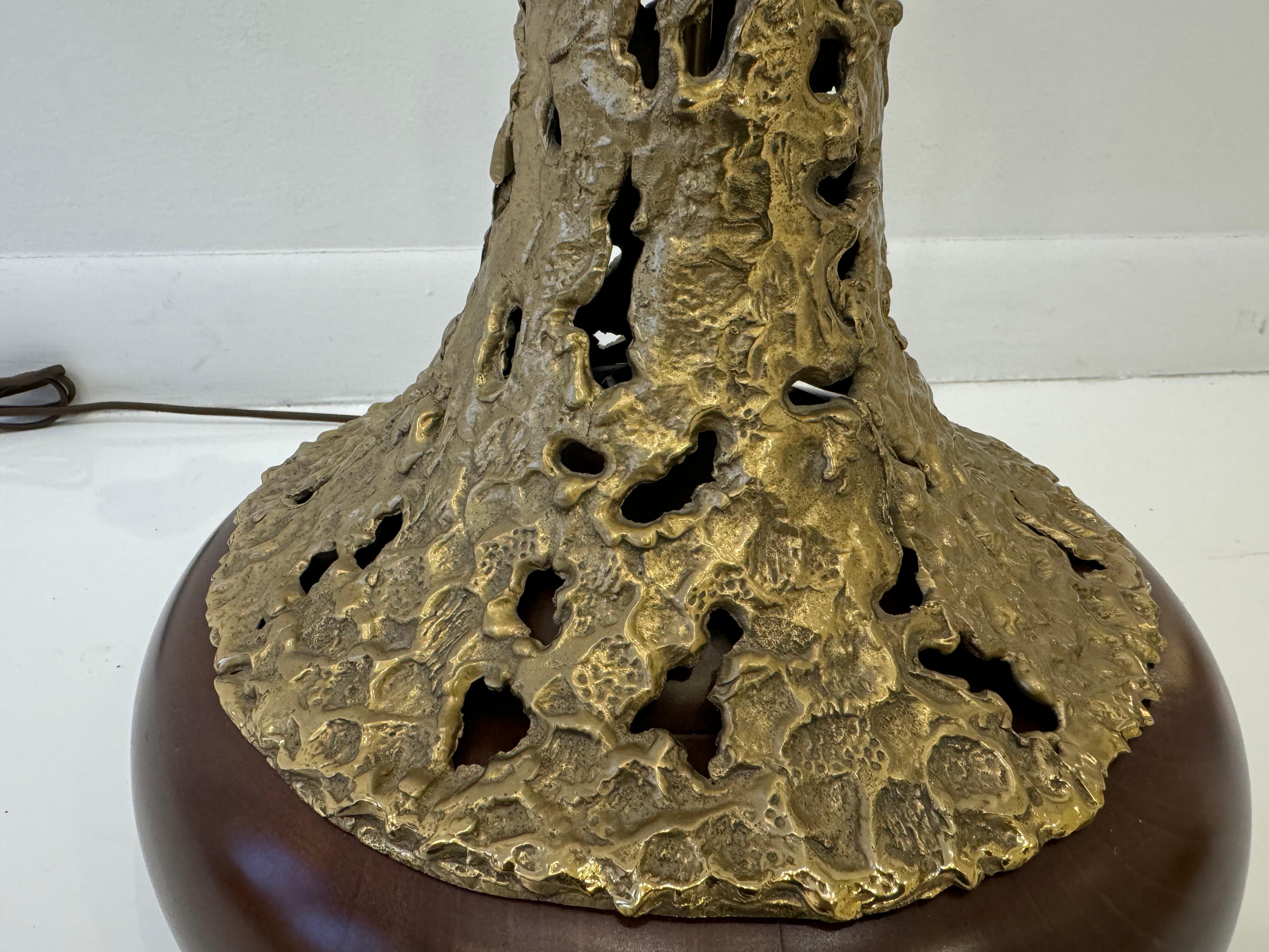 Angelo Brotto Sculptural Bronze 1970 Italian Table Lamp Mid Century For Sale 1