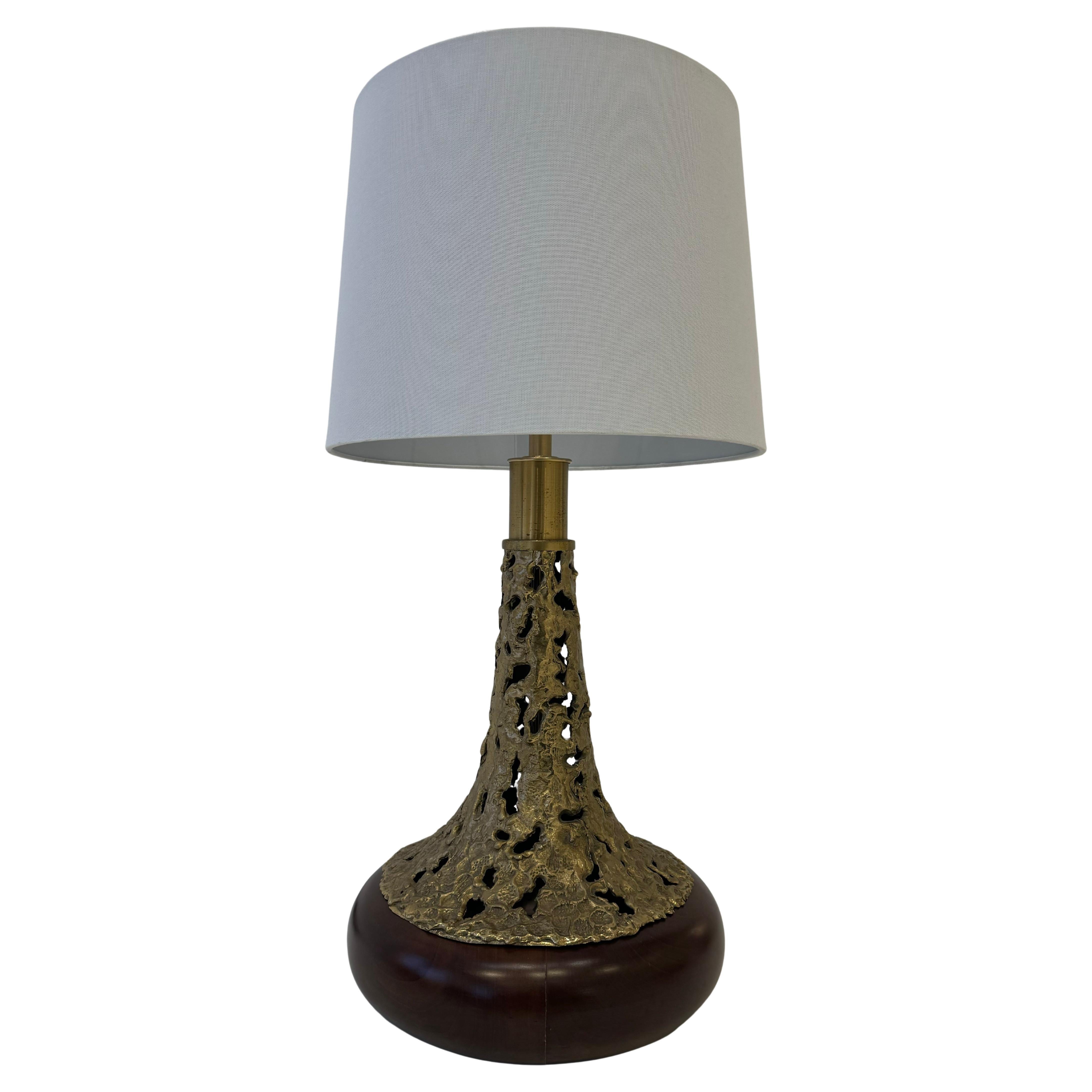 Angelo Brotto Scultura in bronzo 1970 Lampada da tavolo italiana metà secolo