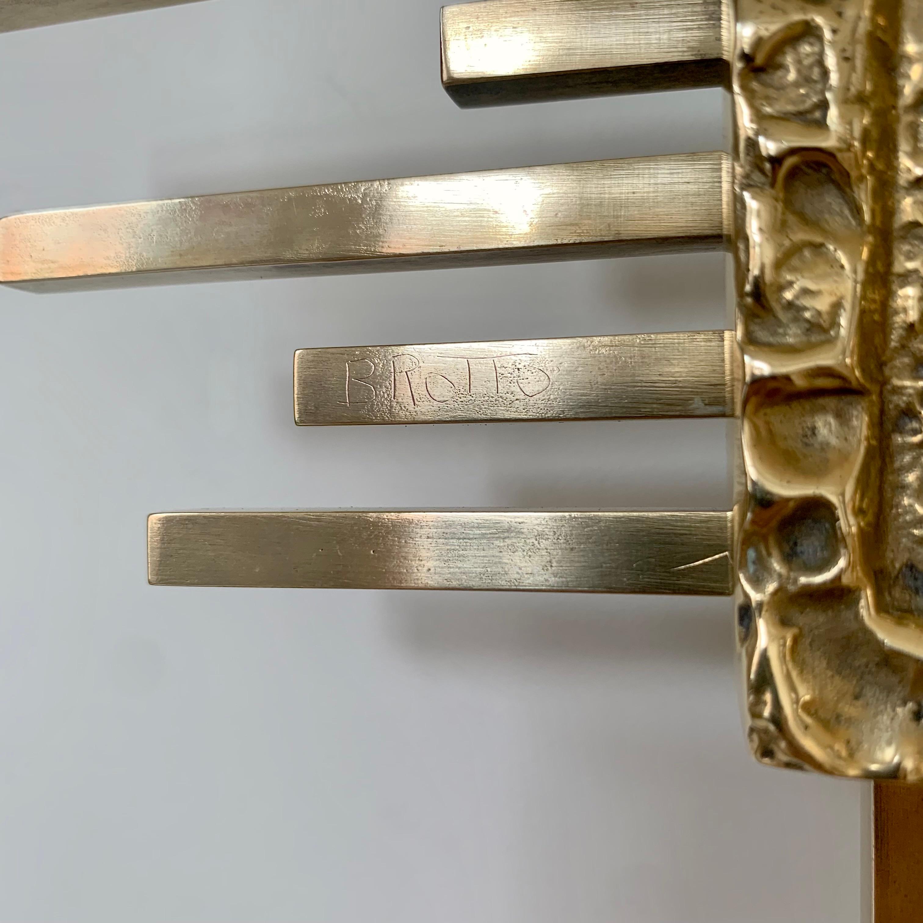 Espejo de pared de bronce firmado por Angelo Brotto para Esperia, hacia 1970, Italia. en venta 1