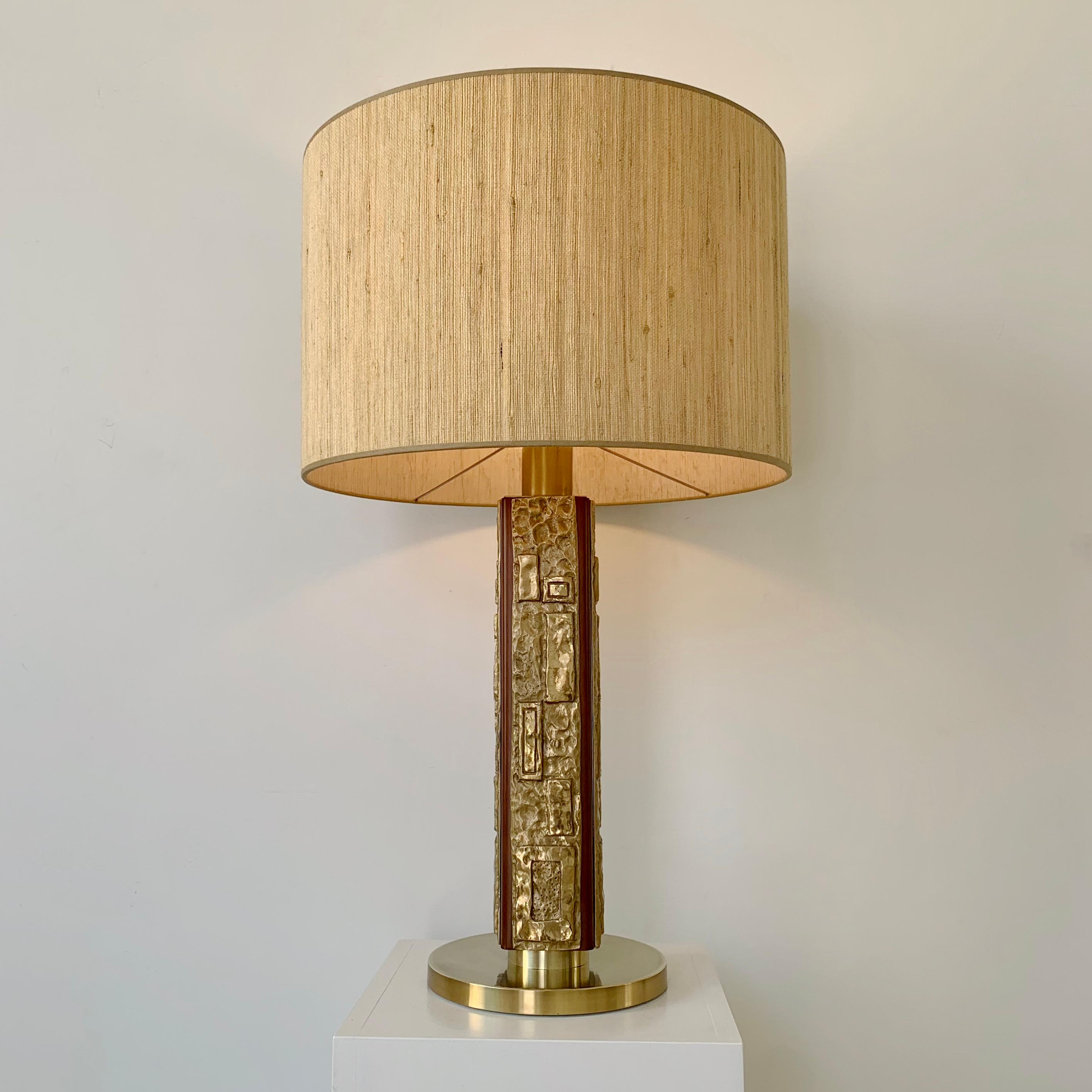 Polished Angelo Brotto Signed Large Bronze Table Lamp, circa 1970, Italy For Sale