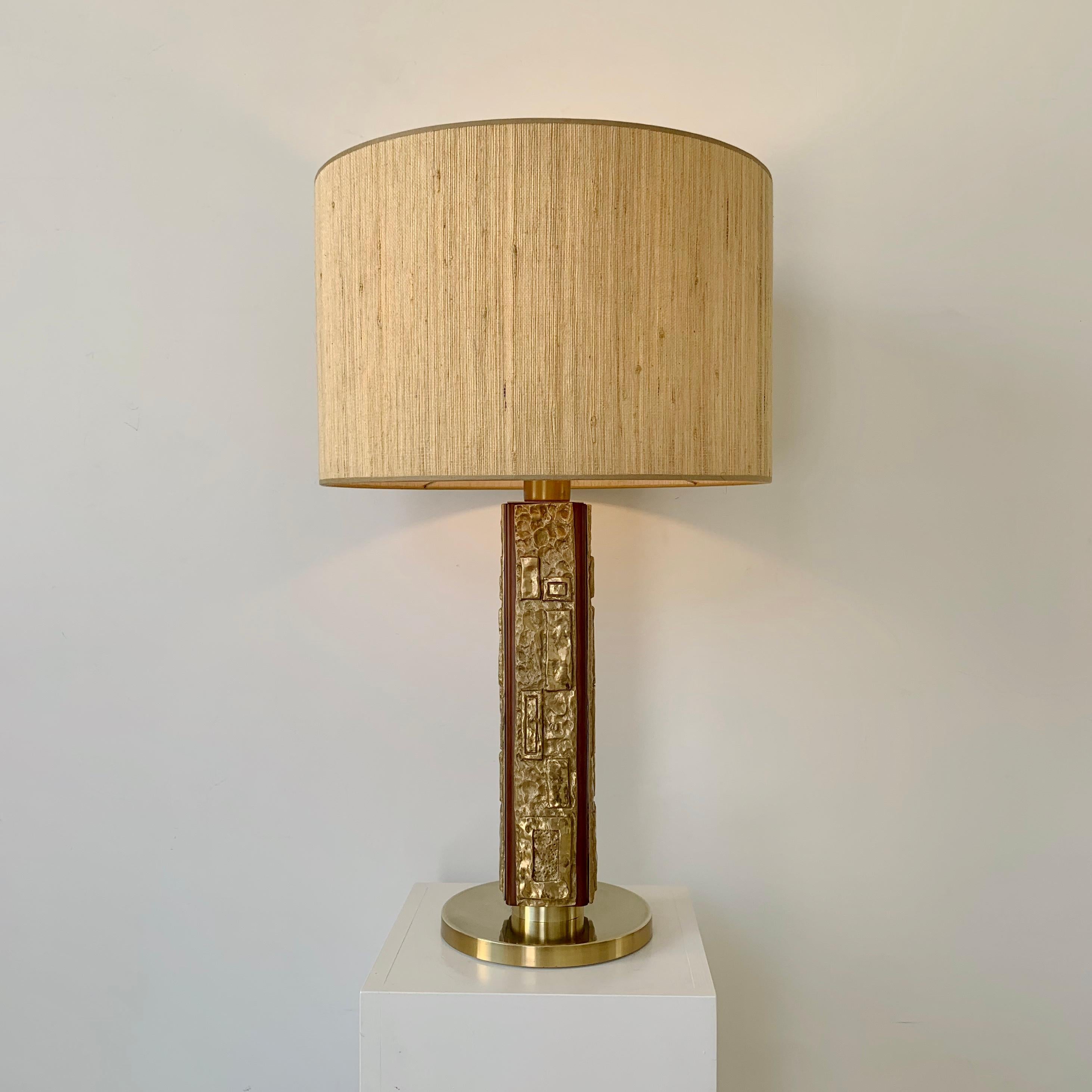 Angelo Brotto Signed Large Bronze Table Lamp, circa 1970, Italy In Good Condition For Sale In Brussels, BE