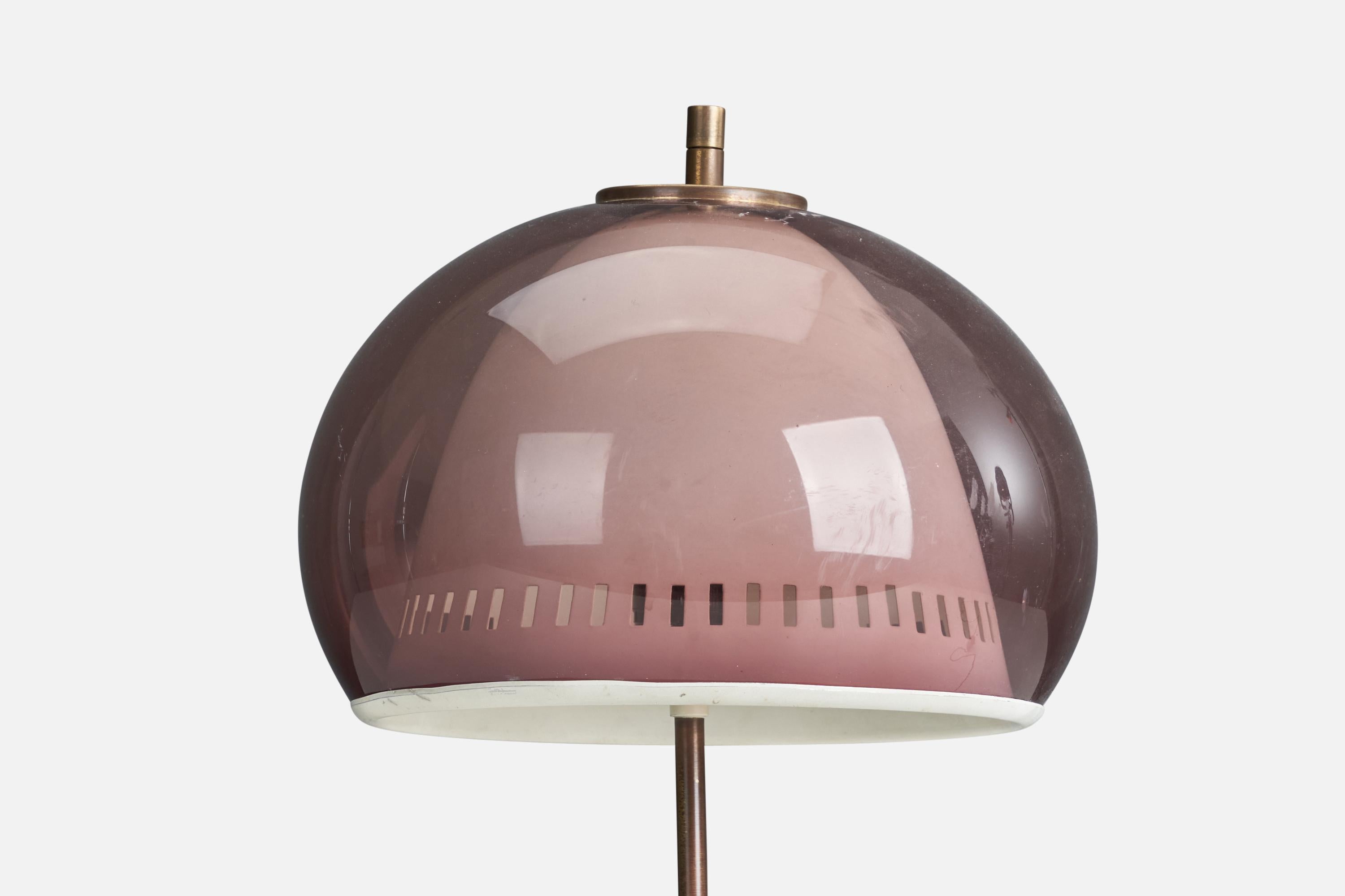 Italian Angelo Brotto, Table Lamp, Acrylic, Metal, Brass, Italy, 1950s For Sale