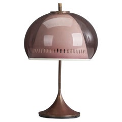 Angelo Brotto, lampe de bureau, acrylique, métal, laiton, Italie, années 1950