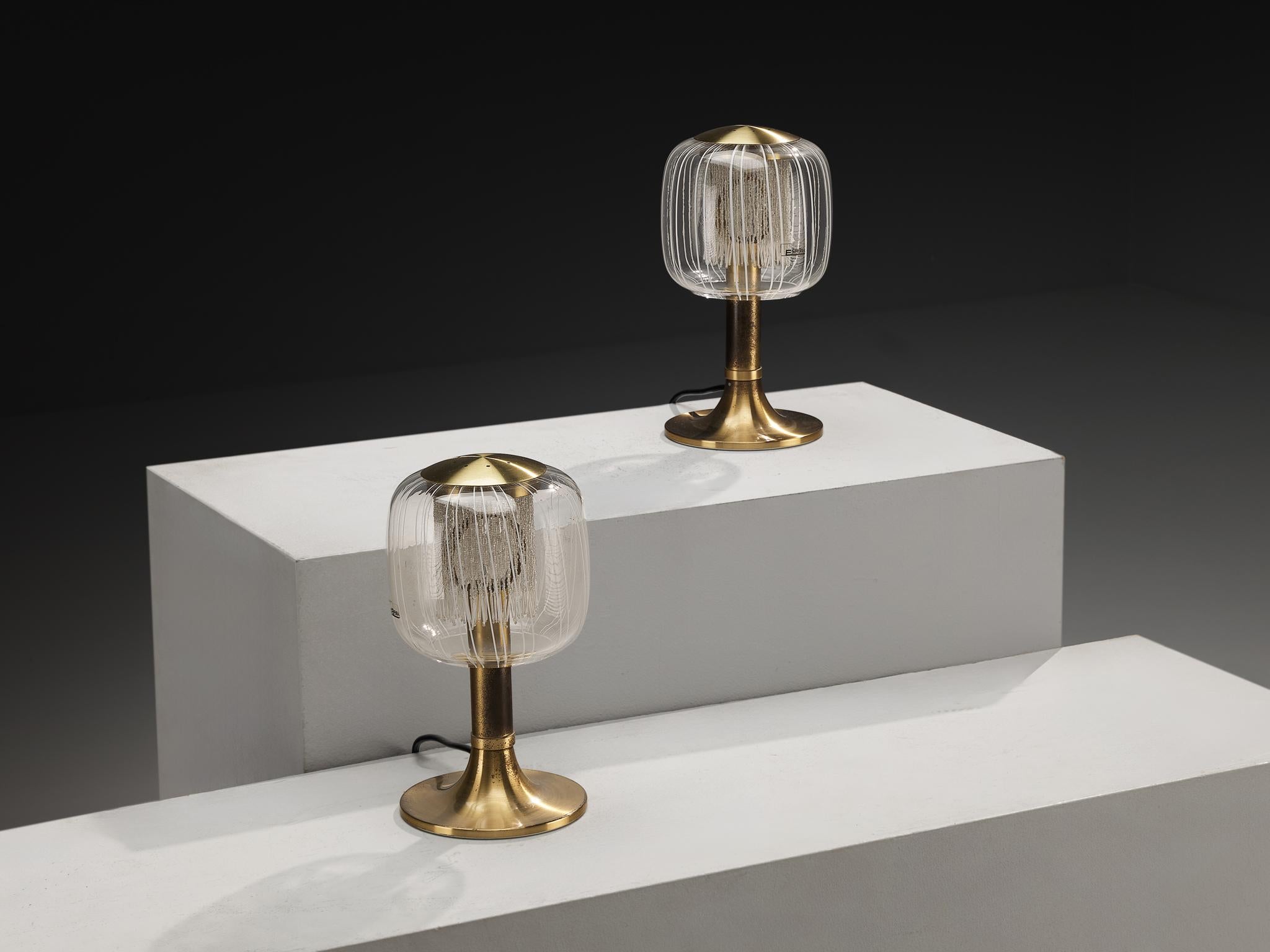 Angelo Brotto Table Lamps in Brass and Glass For Sale 4