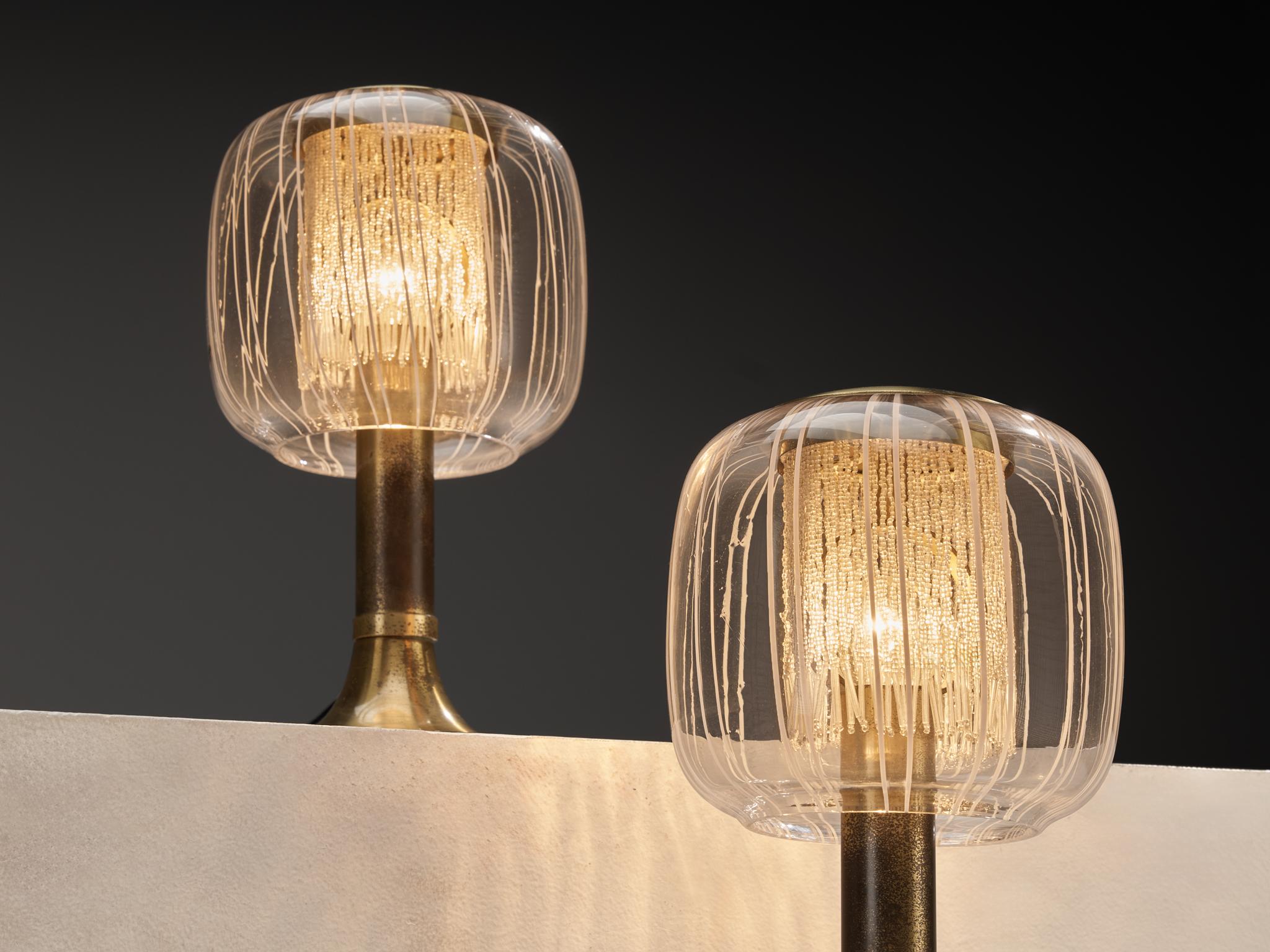 Post-Modern Angelo Brotto Table Lamps in Brass and Glass For Sale
