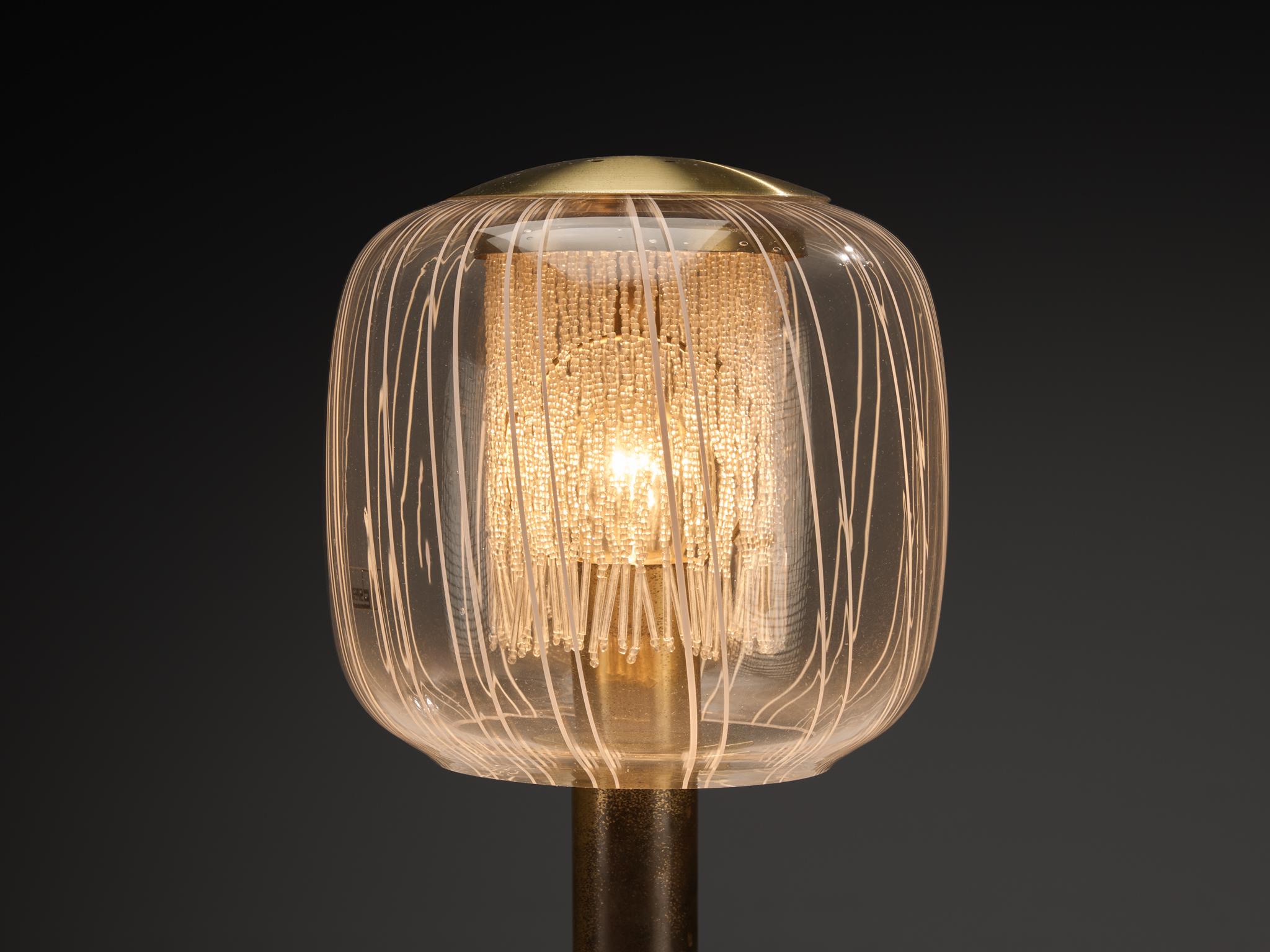 Angelo Brotto Table Lamps in Brass and Glass In Good Condition For Sale In Waalwijk, NL