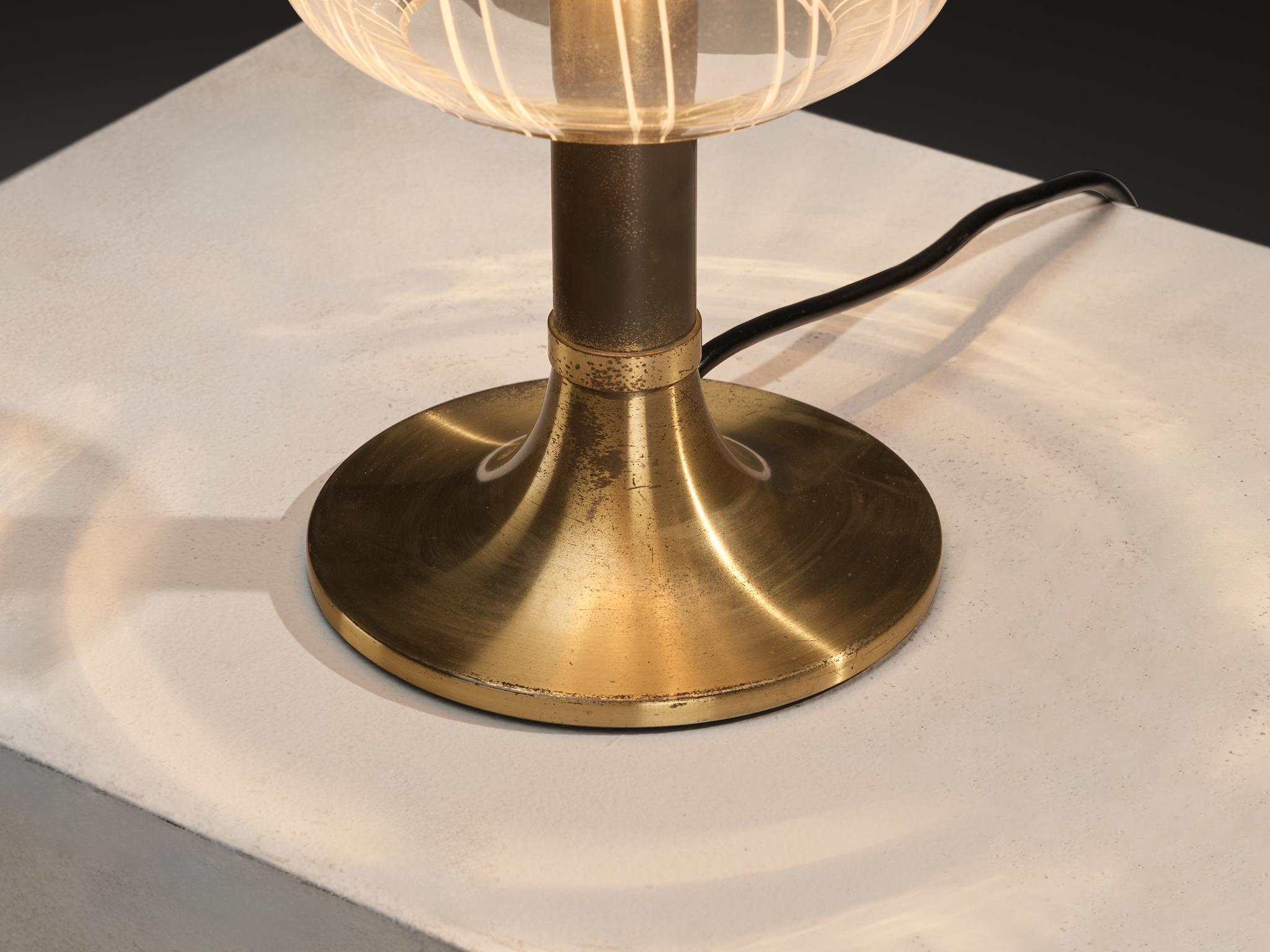 Late 20th Century Angelo Brotto Table Lamps in Brass and Glass For Sale
