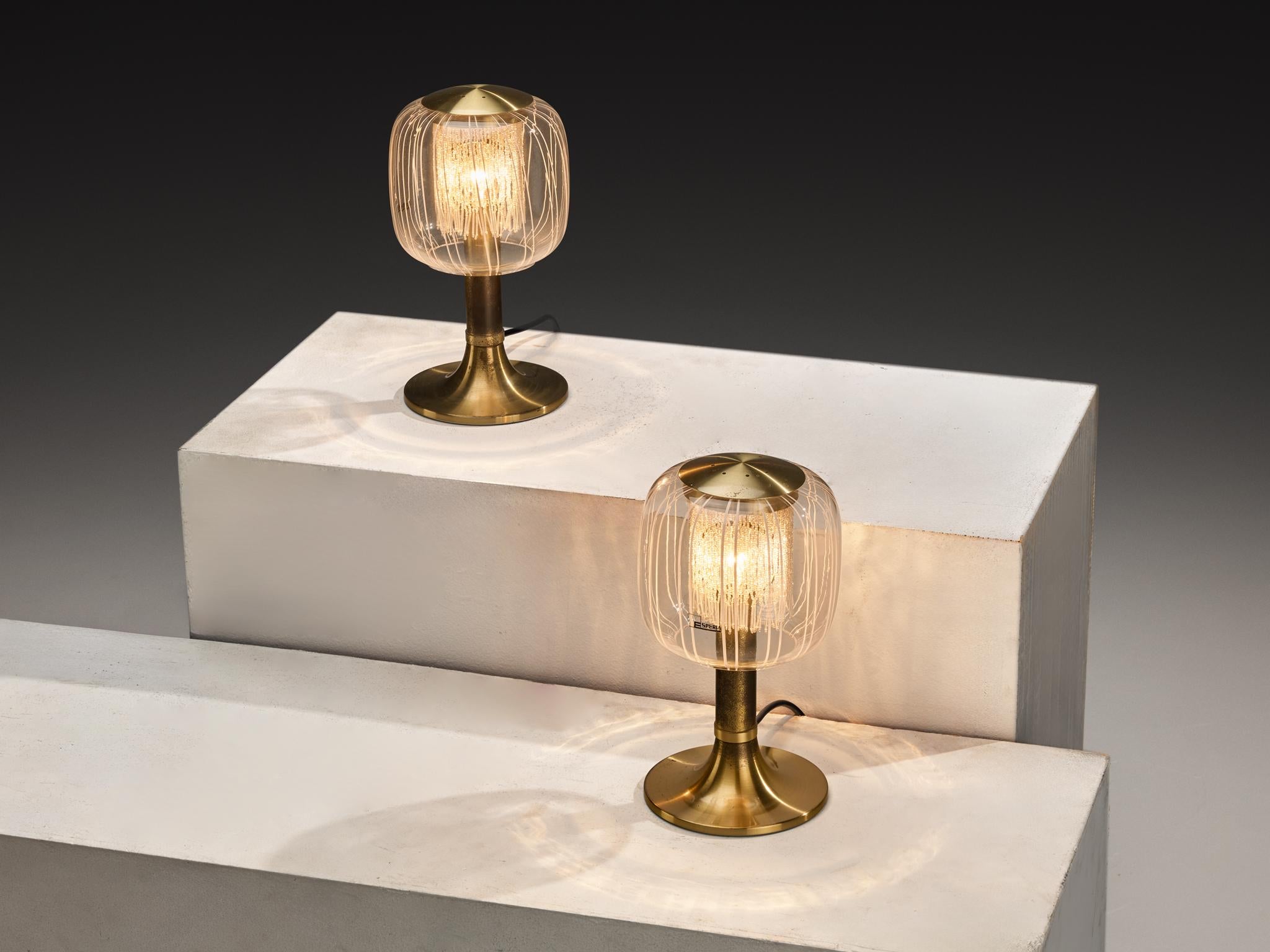 Angelo Brotto Table Lamps in Brass and Glass For Sale 1