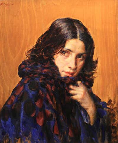 Jules Pierre van Biesbroeck - The woman with the peacock For Sale at ...