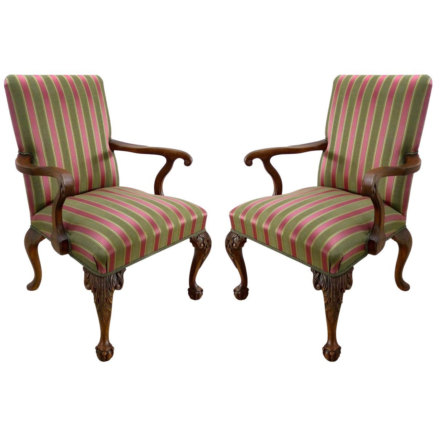 Pair of Angelo Cappellini Chippendale Style Armchairs For Sale at 1stDibs