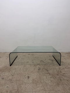 Angelo Cortesi Etched Waterfall Coffee or Cocktail Table for Fiam, Italy 1980s