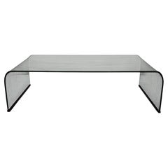Angelo Cortesi Etched Waterfall Coffee or Cocktail Table for Fiam, Italy 1980s