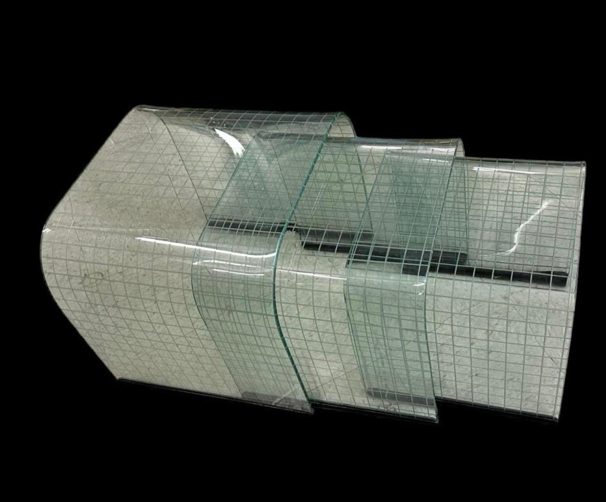 Angelo Cortesi for Fiam Italia Set of Three waterfall Nesting Tables. For Sale 1