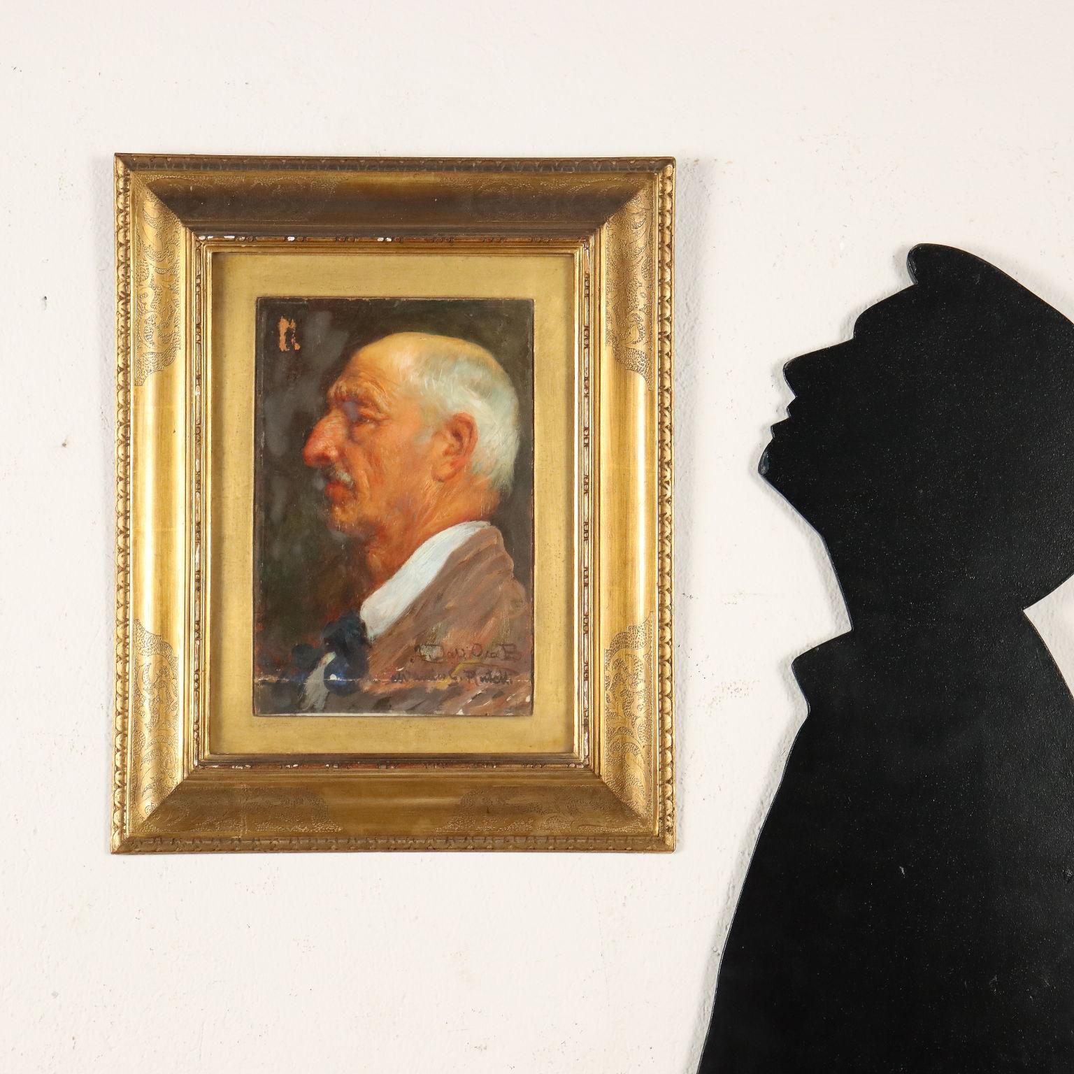 männliches Porträt im Profil, XIX-XX. Jahrhundert – Painting von Angelo Dall'Oca Bianca