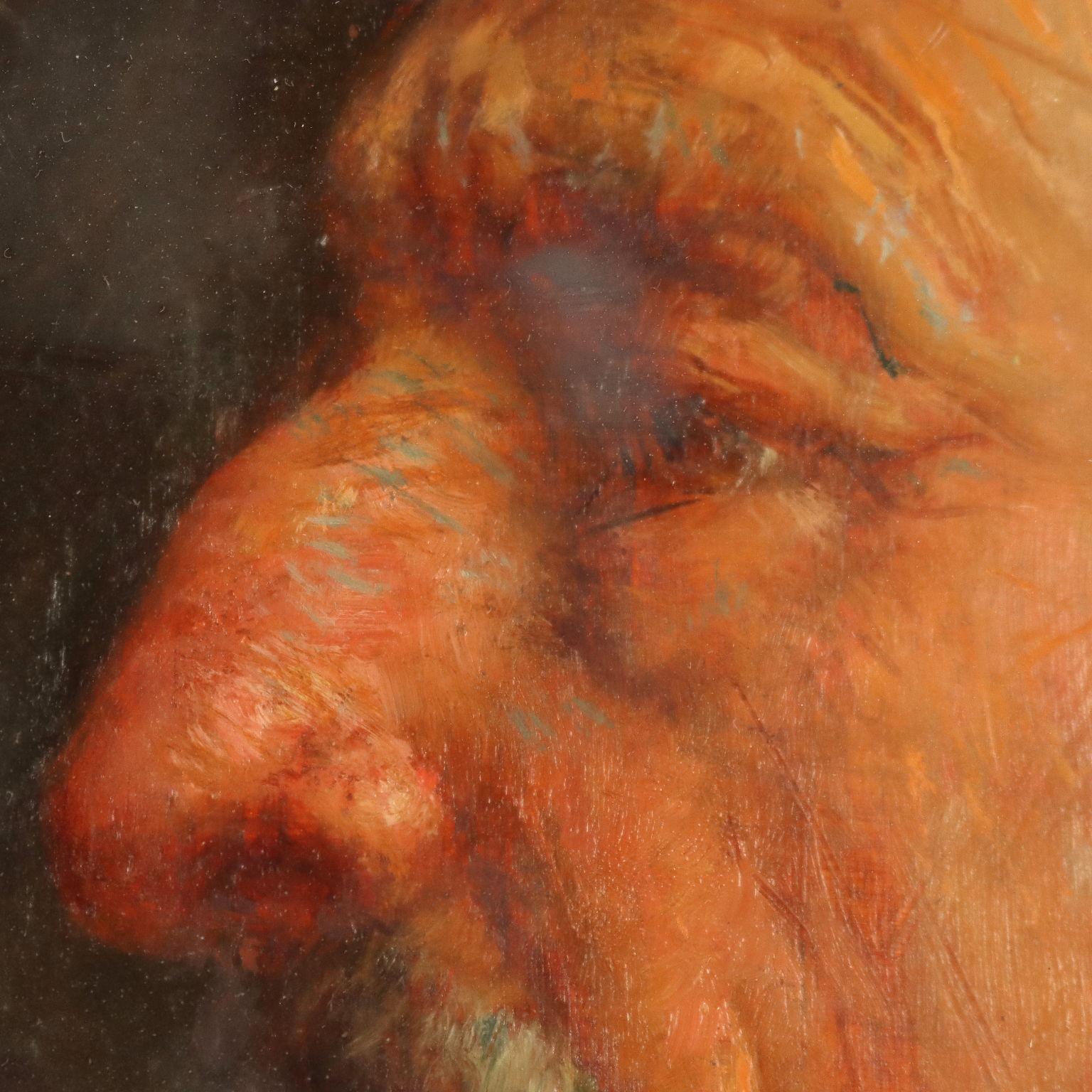 männliches Porträt im Profil, XIX-XX. Jahrhundert (Braun), Portrait Painting, von Angelo Dall'Oca Bianca
