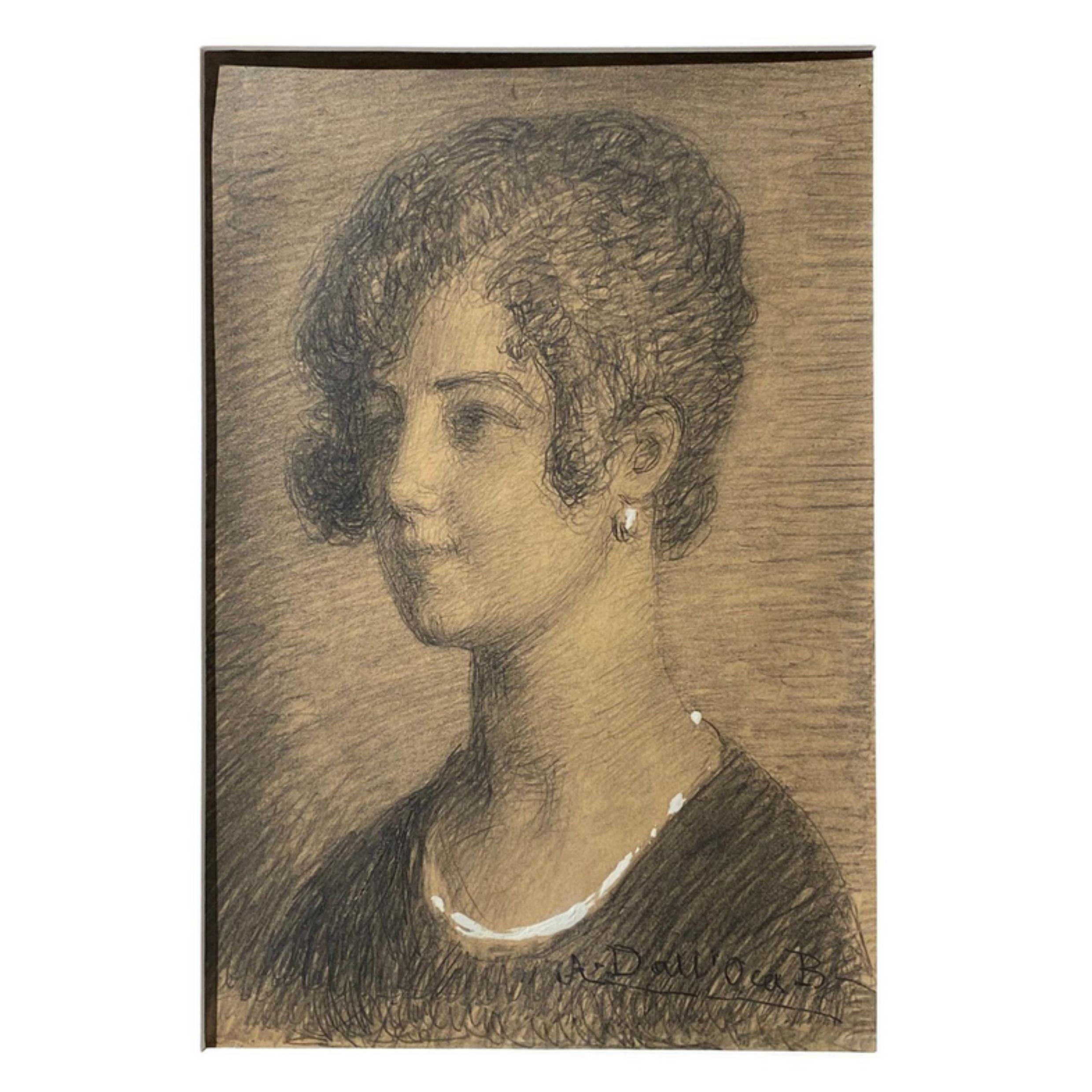 Porträt einer Frau von Angelo Dall'Oca Bianca, 1920 im Angebot 1