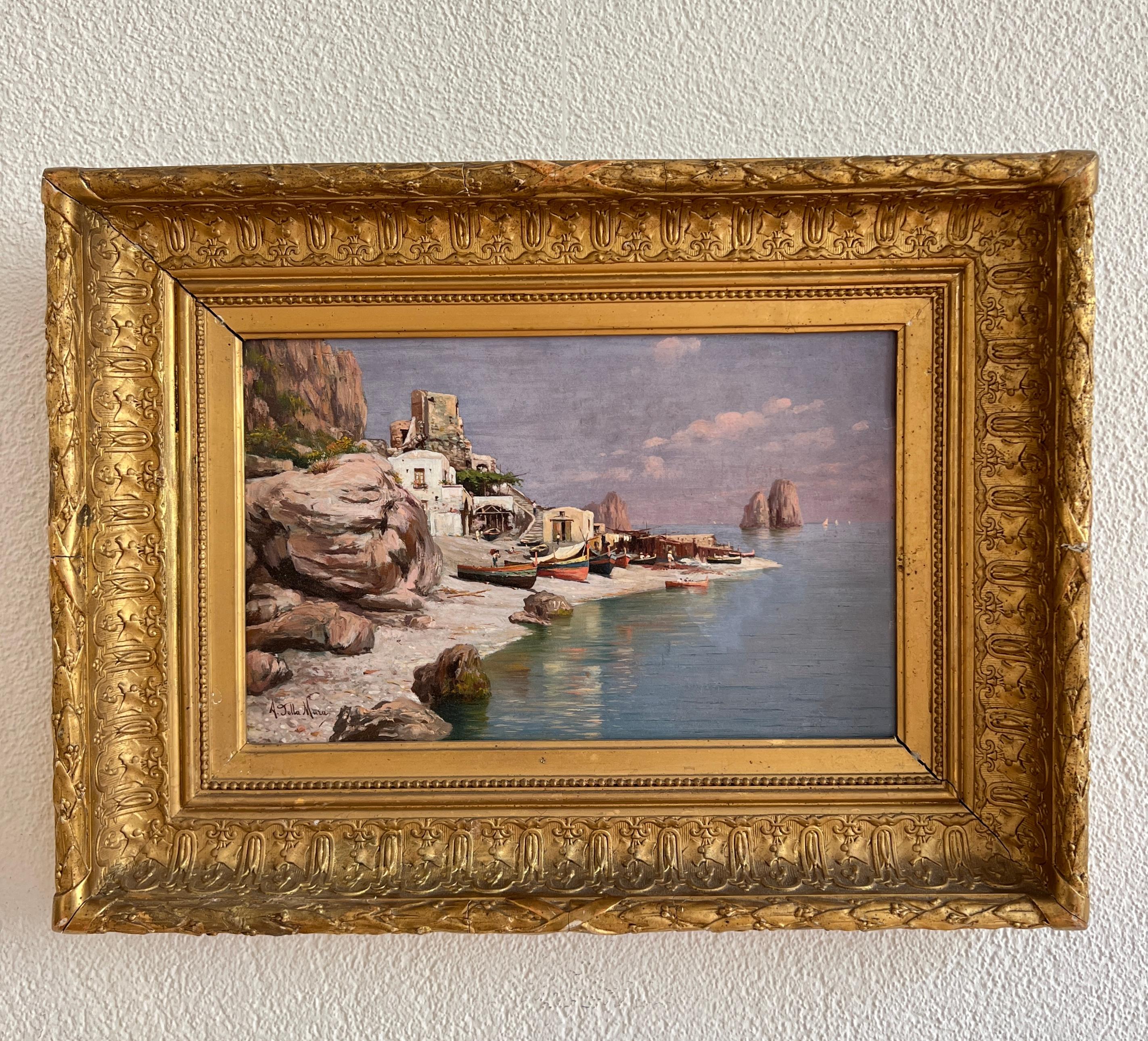 Capri, Marina piccola - Painting di Angelo Della Mura