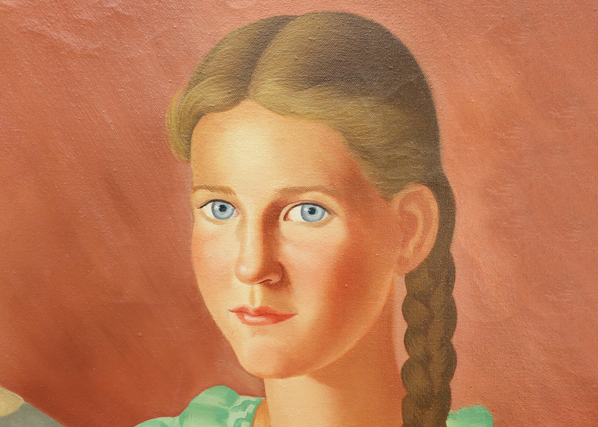 Pittura ad olio del 1940 Ritratto di due figure, Figurativo modernista americano - Painting American Modern di Angelo Di Benedetto