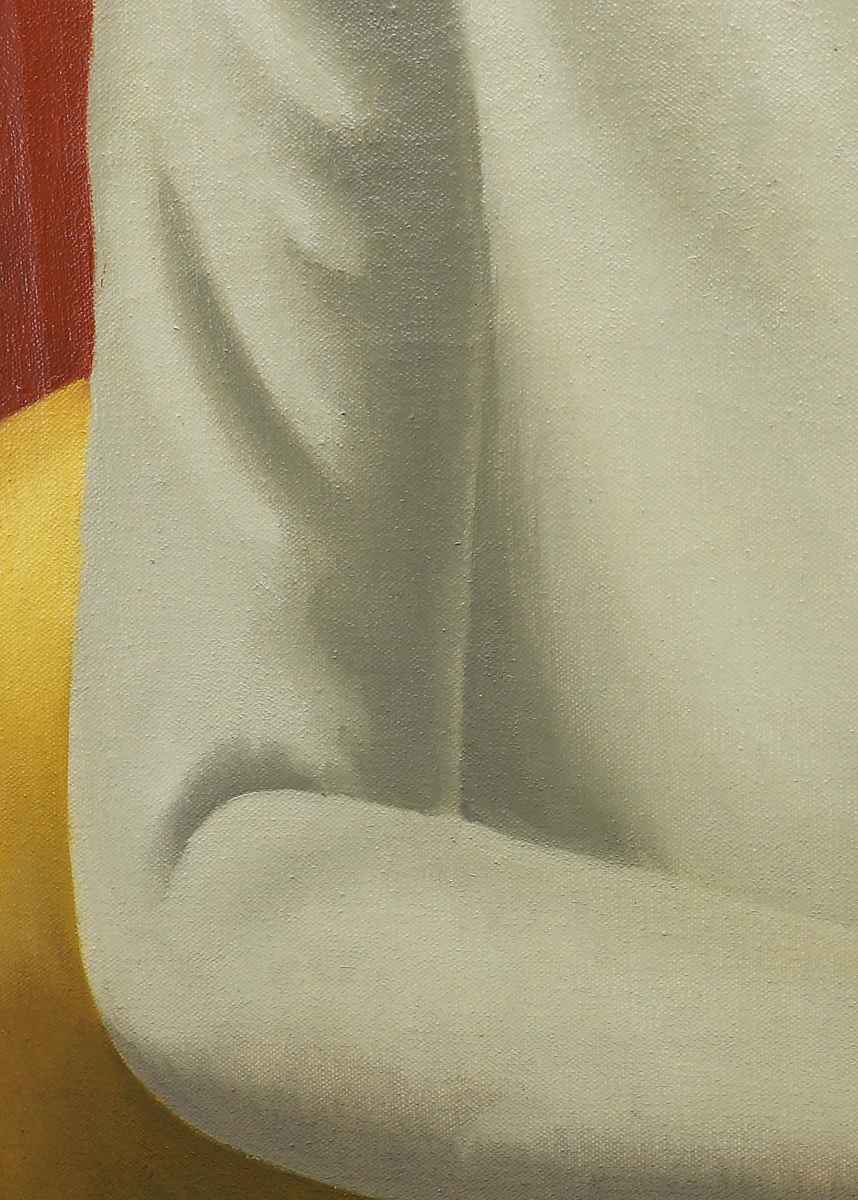 Peinture à l'huile des années 1940 - Portrait de deux personnages, figuratif moderniste américain  en vente 1