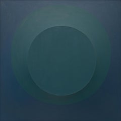 Blue On Blue #1 (Abstract Painting on Shaped 3 Dimensional Canvas, Circles)