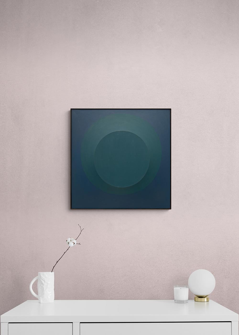Blue On Blue #1 (Abstract Painting on Shaped 3 Dimensional Canvas, Circles) 5
