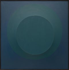 Bleu sur bleu n°1 (peinture abstraite sur toile en forme de cercle, cercles)