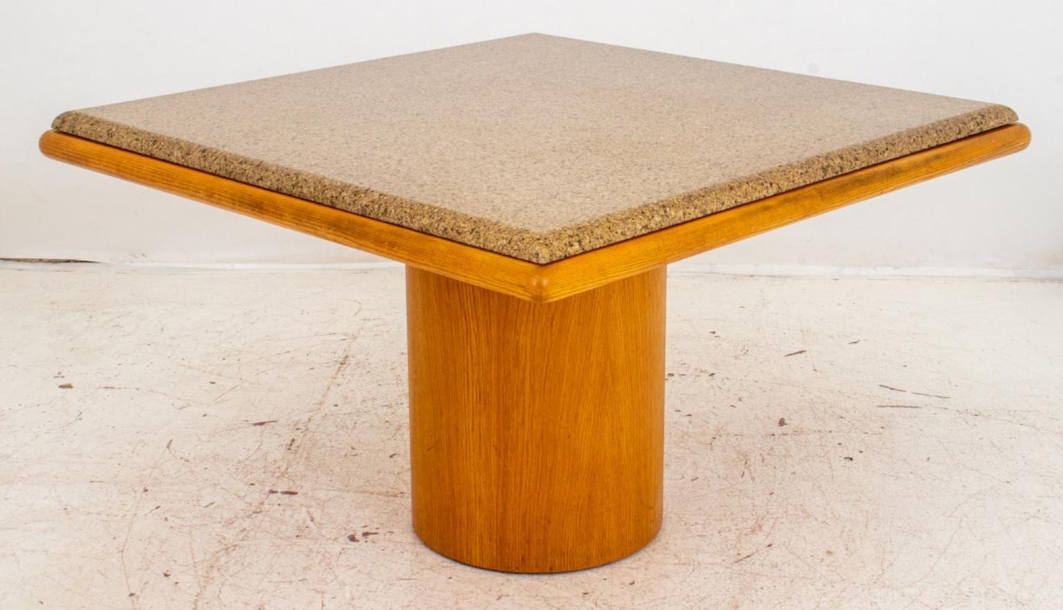 Angelo Donghia Style Granite & Ash Pedestal Table For Sale 3