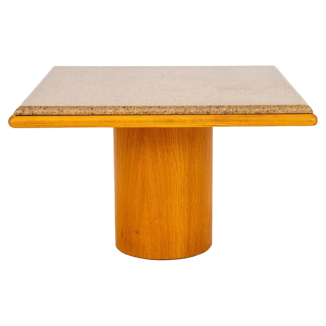 Angelo Donghia Style Granite & Ash Pedestal Table For Sale