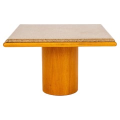 Vintage Angelo Donghia Style Granite & Ash Pedestal Table