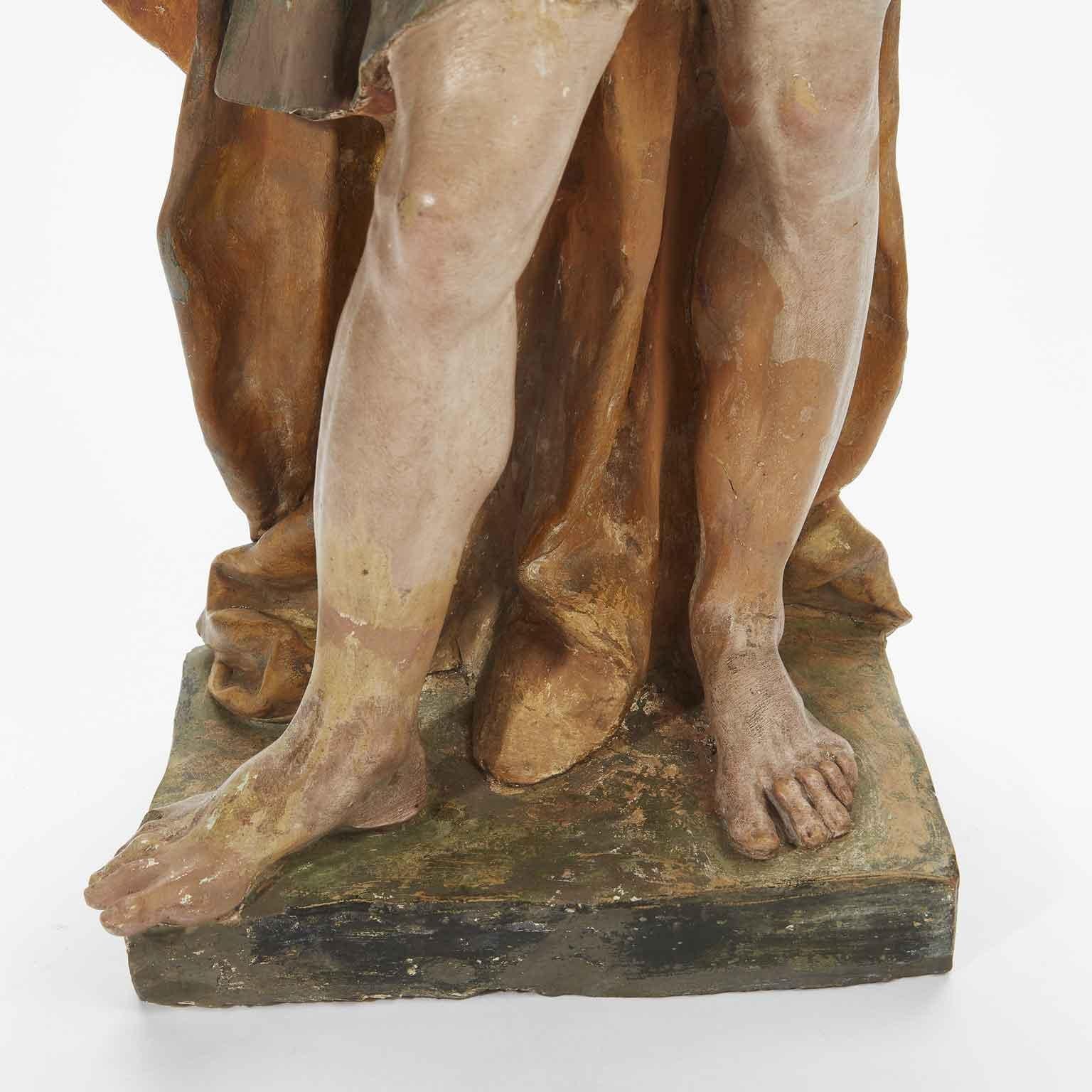 Heiliger Josef mit Kind Terrakotta Bologneser Schule 18. Jahrhundert Gabriello Pio (Brown), Figurative Sculpture, von Angelo Gabriello Piò