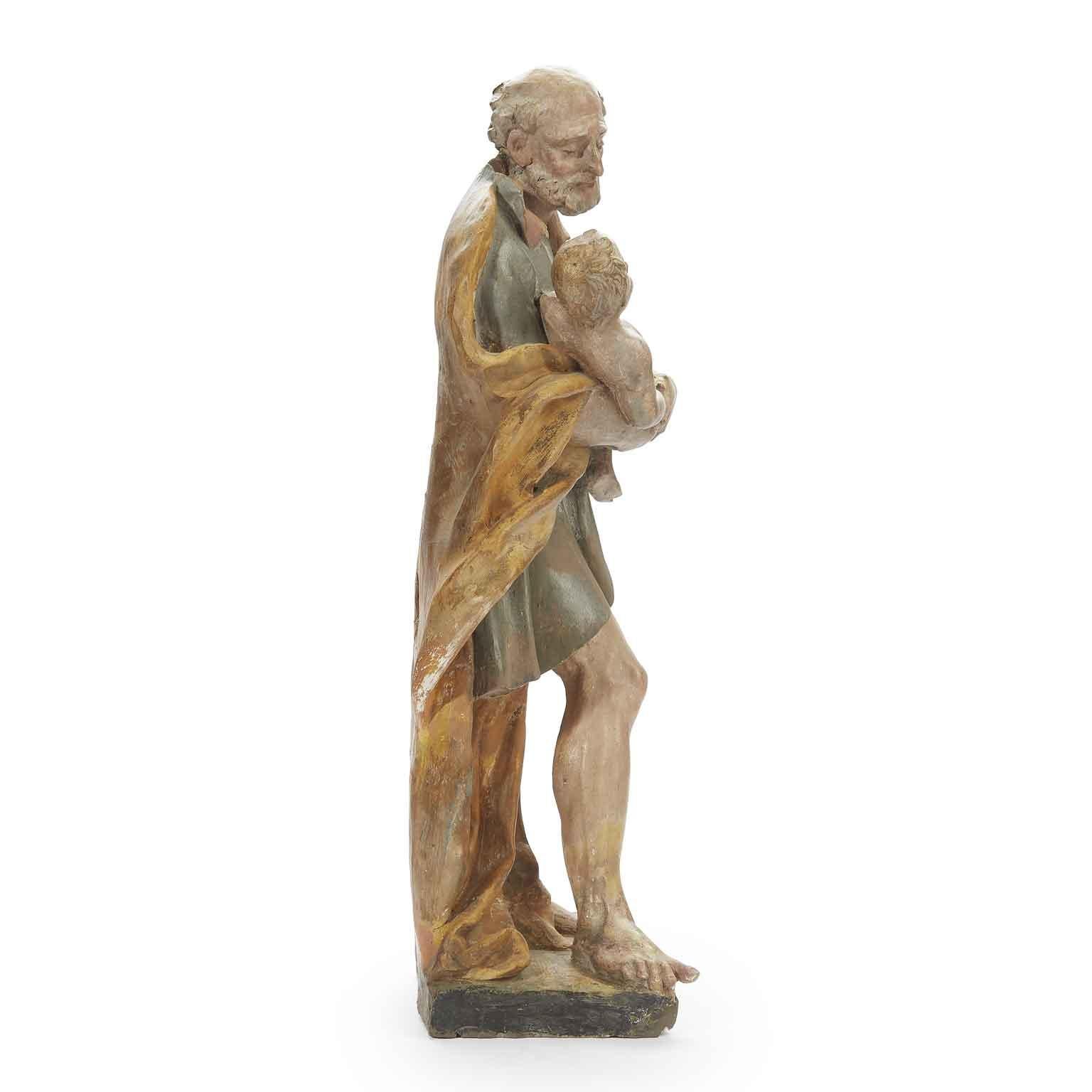 Heiliger Josef mit Kind Terrakotta Bologneser Schule 18. Jahrhundert Gabriello Pio im Angebot 1