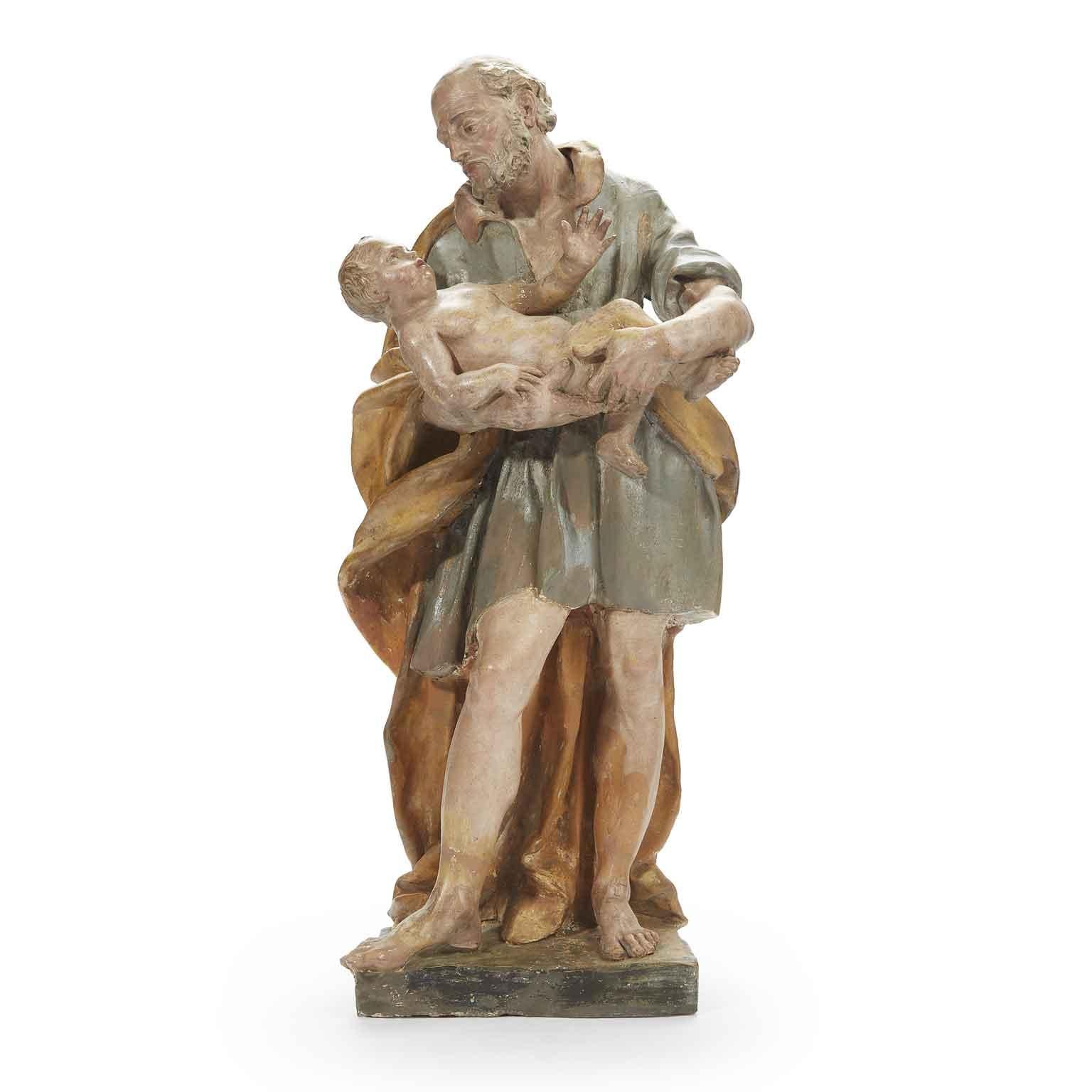 San José con el Niño Terracota Escuela Boloñesa Siglo XVIII Gabriello Pio
