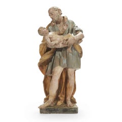 Saint Joseph à l'enfant Terre cuite École bolonaise XVIIIe siècle Gabriello Pio