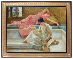 BAIN DE CARACALLA -Dans le style de L. Alma-Tadema Huile figurative sur toile peinture