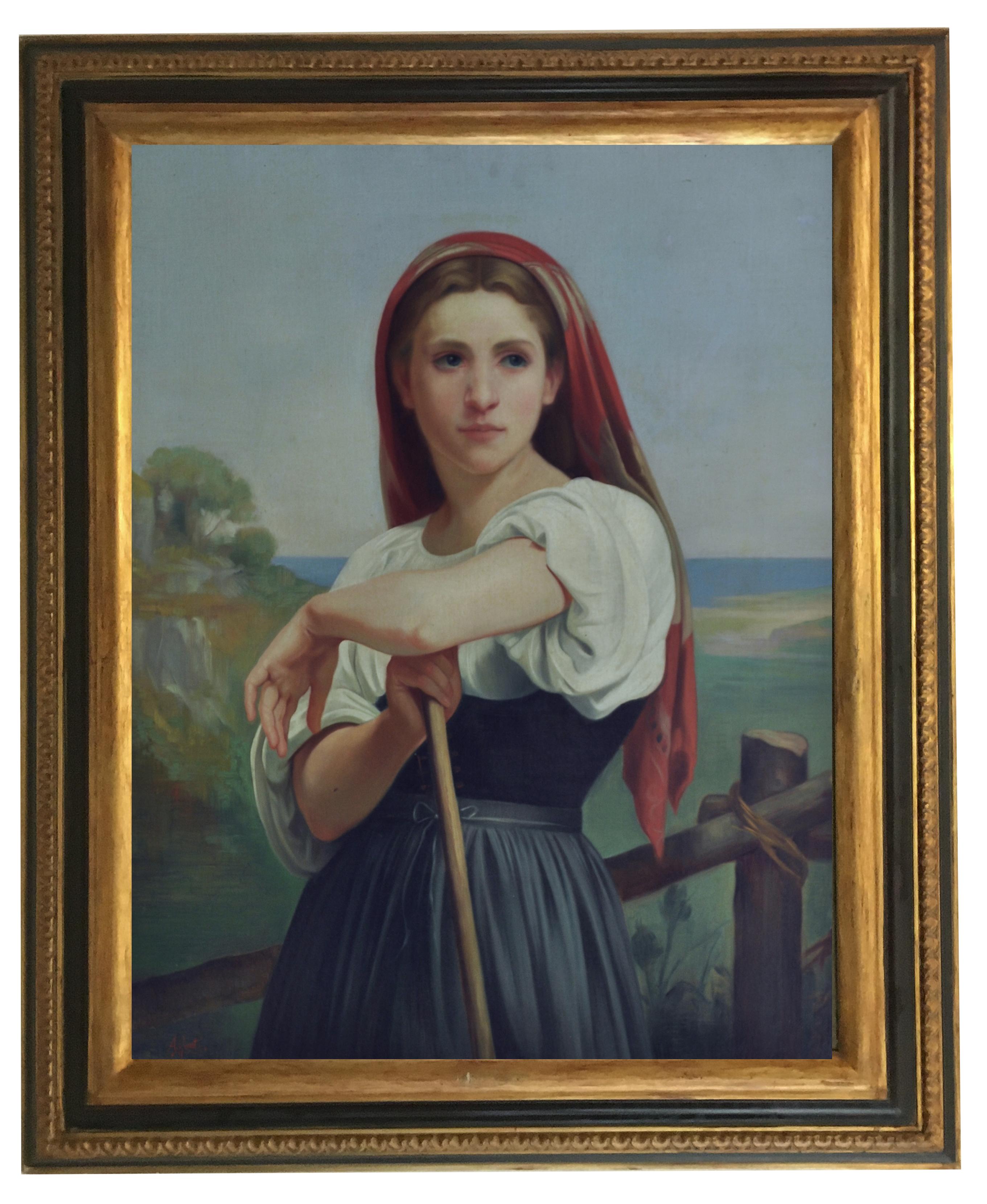 COUNTRY GIRL-  Angelo Granati - Pintura figurativa al óleo sobre lienzo en venta 1
