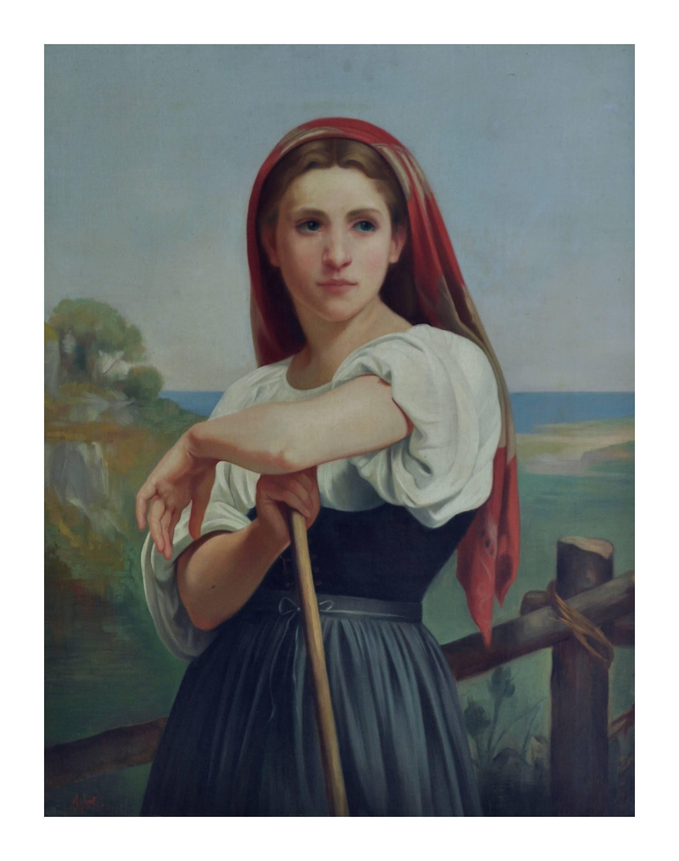 COUNTRY GIRL-  Angelo Granati - Pintura figurativa al óleo sobre lienzo en venta 3