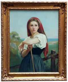 Vintage COUNTRY GIRL-  Angelo Granati - Figurative oil on canvas painting