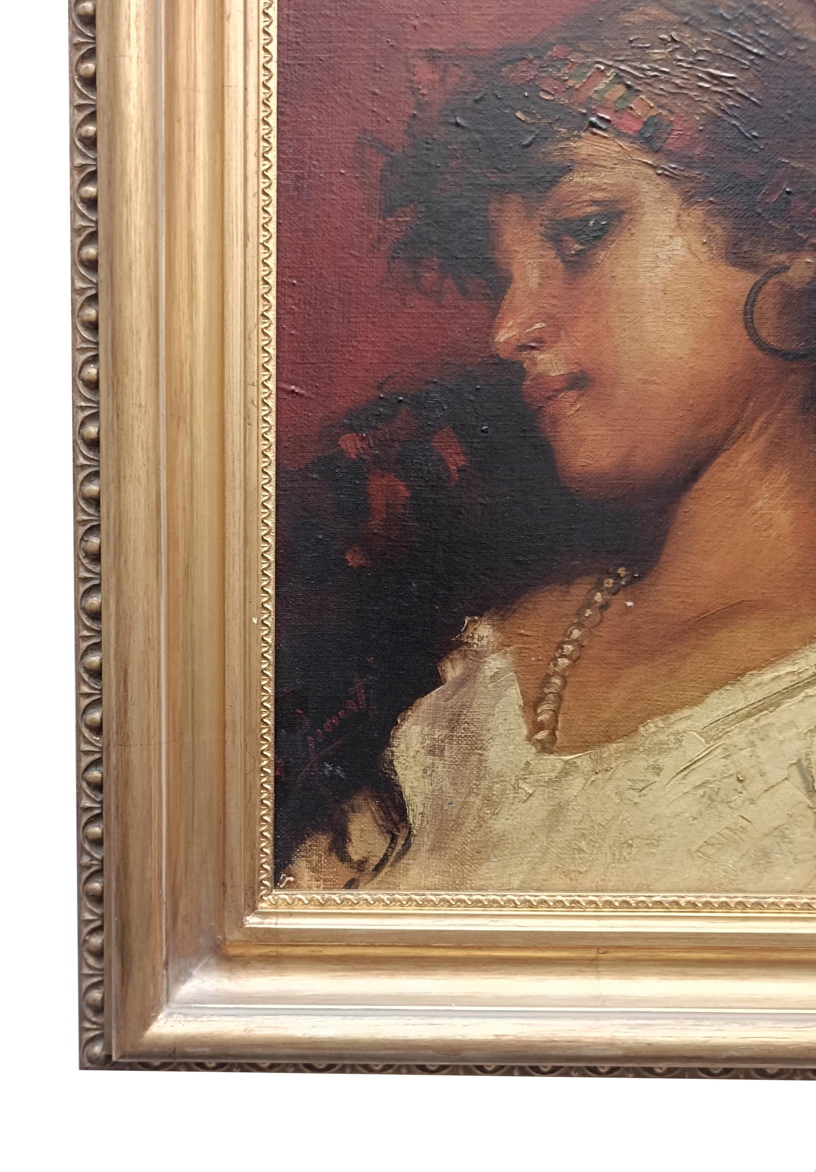 COUNTRY GIRL- Angelo Granati Neapolitan School - Italy - Oil on canvas painting. For Sale 9